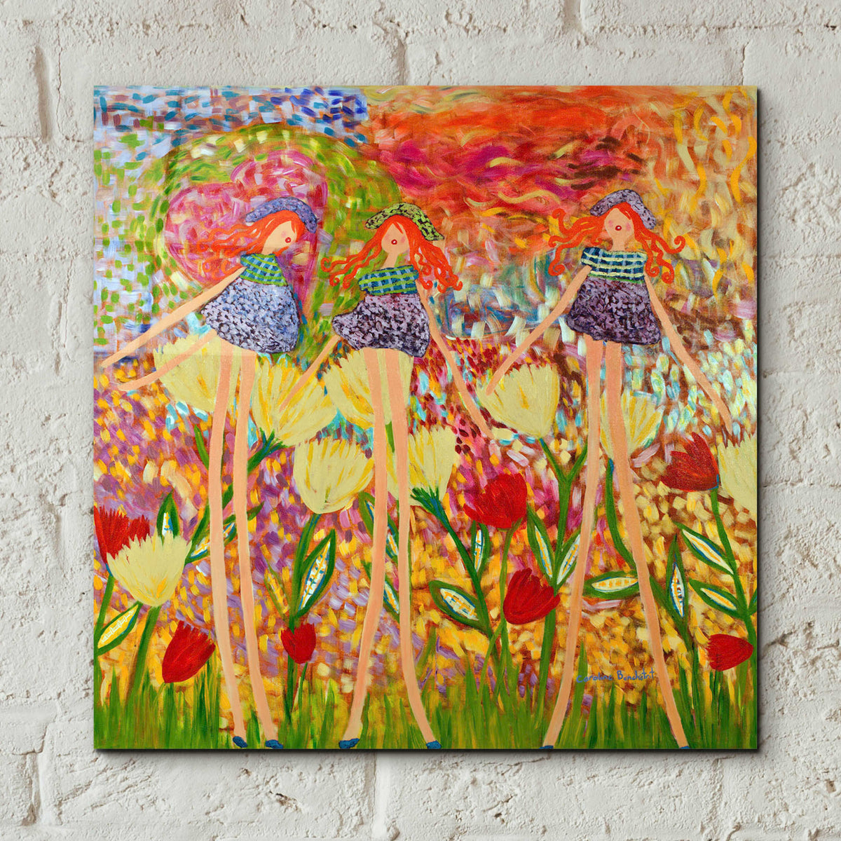 Three Friends by Caroline Benchétrit - 12x12 acrylic wall art in a room