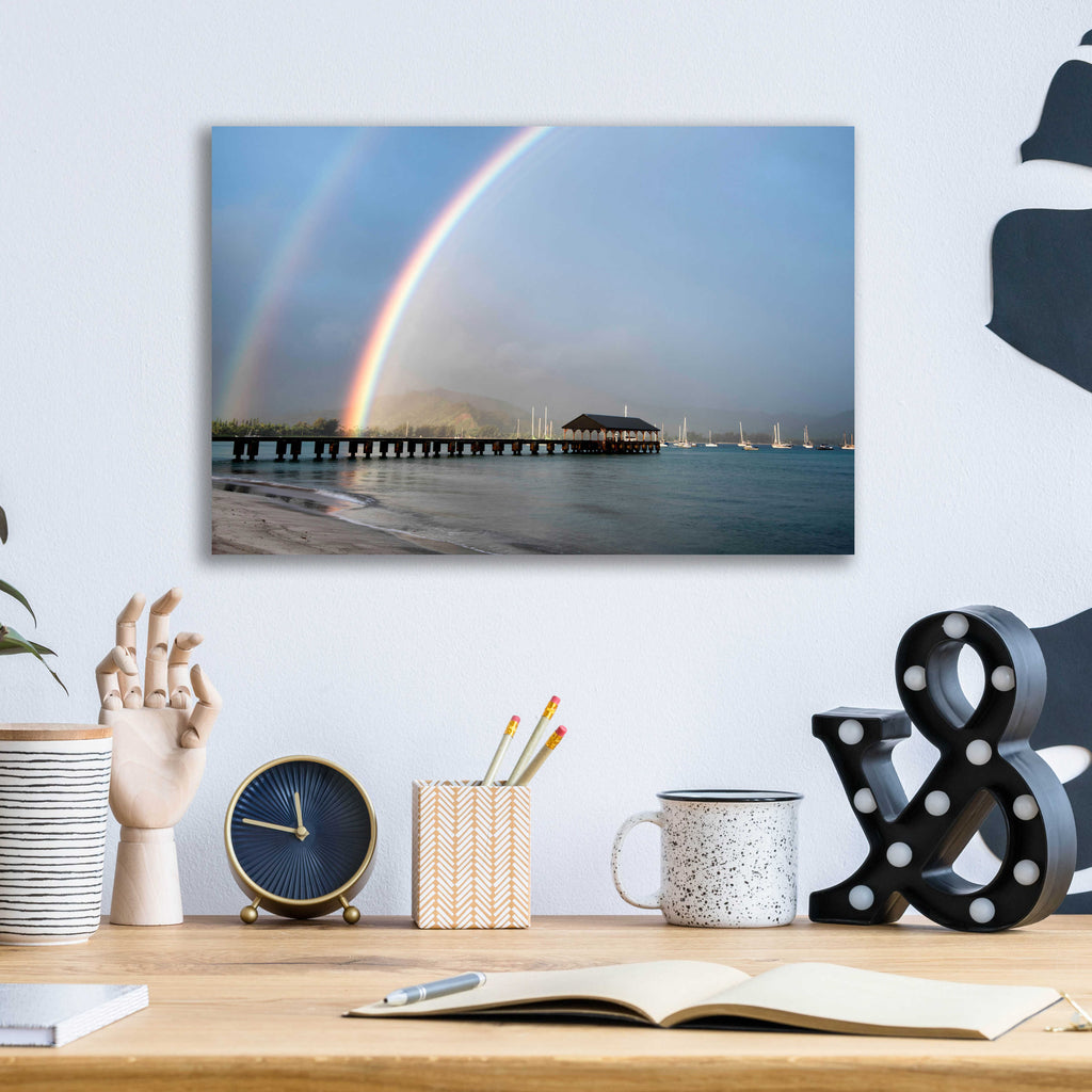 Epic Art 'Rainbows at Hanalei' by Daniel Burt Acrylic Glass Wall Art,16x12