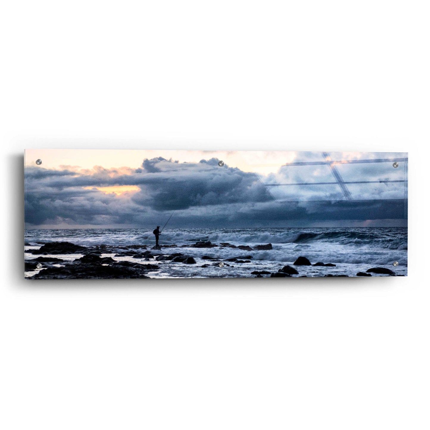 Epic Art 'Surf Fishing' by Daniel Burt Acrylic Glass Wall Art,36x12