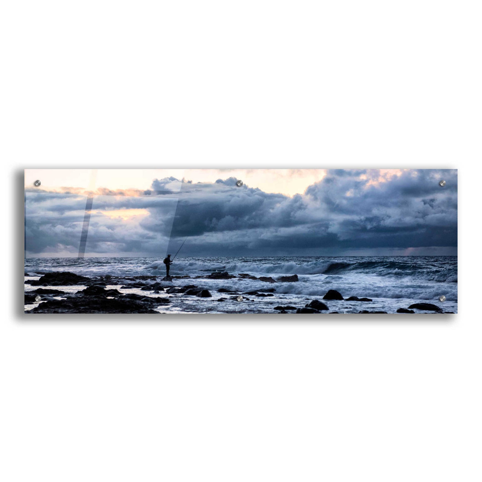 Epic Art 'Surf Fishing' by Daniel Burt Acrylic Glass Wall Art,36x12