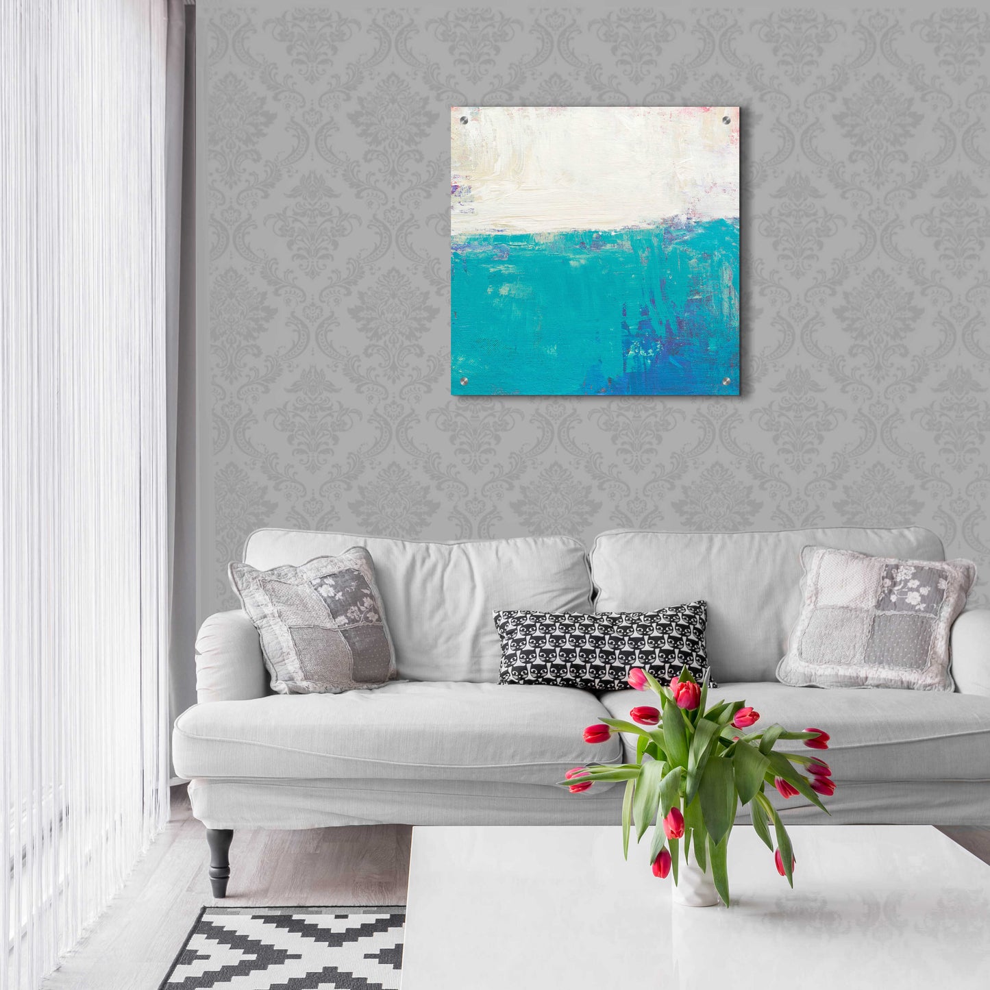 Epic Art 'Aqua White' by Don Bishop Acrylic Glass Wall Art,24x24