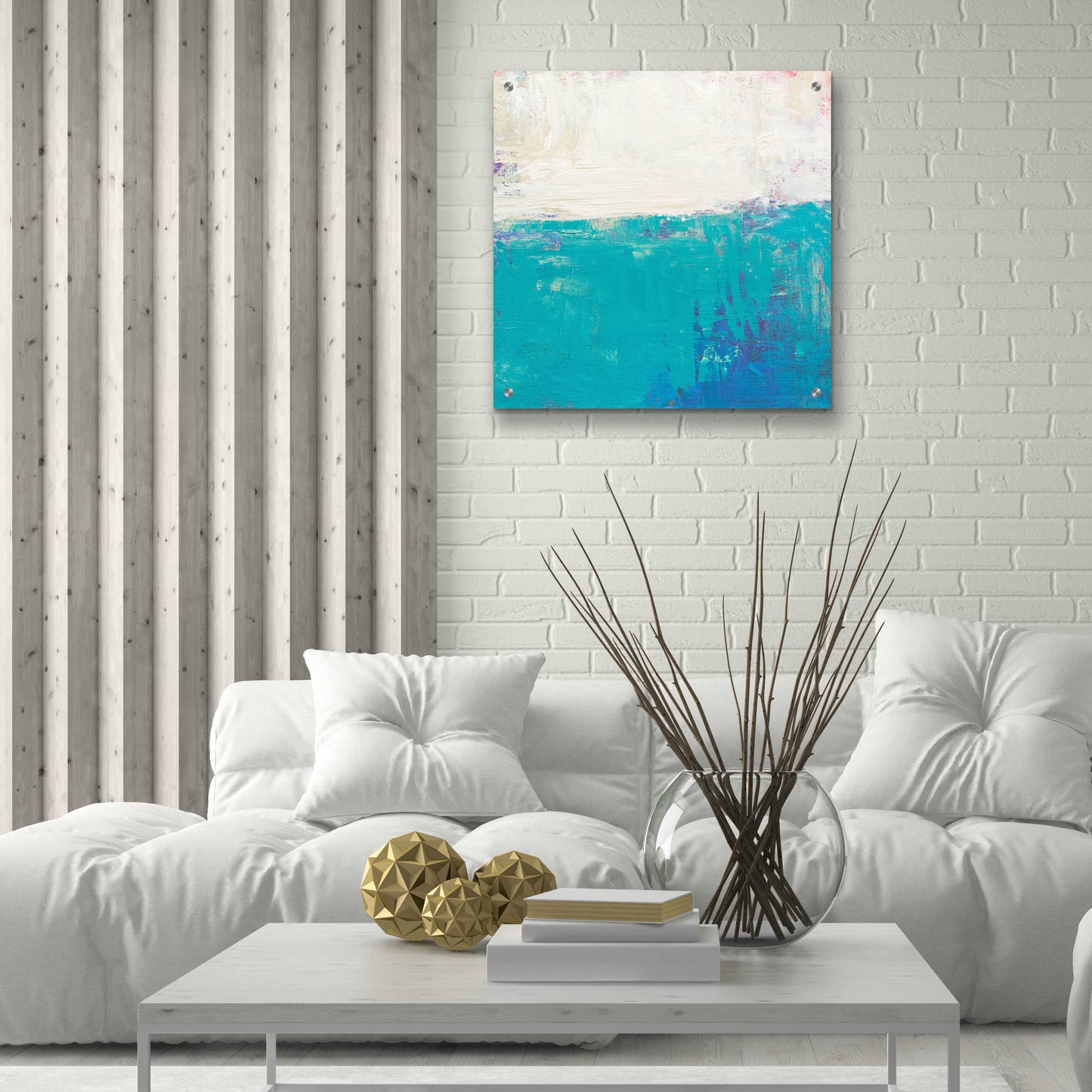 Epic Art 'Aqua White' by Don Bishop Acrylic Glass Wall Art,24x24