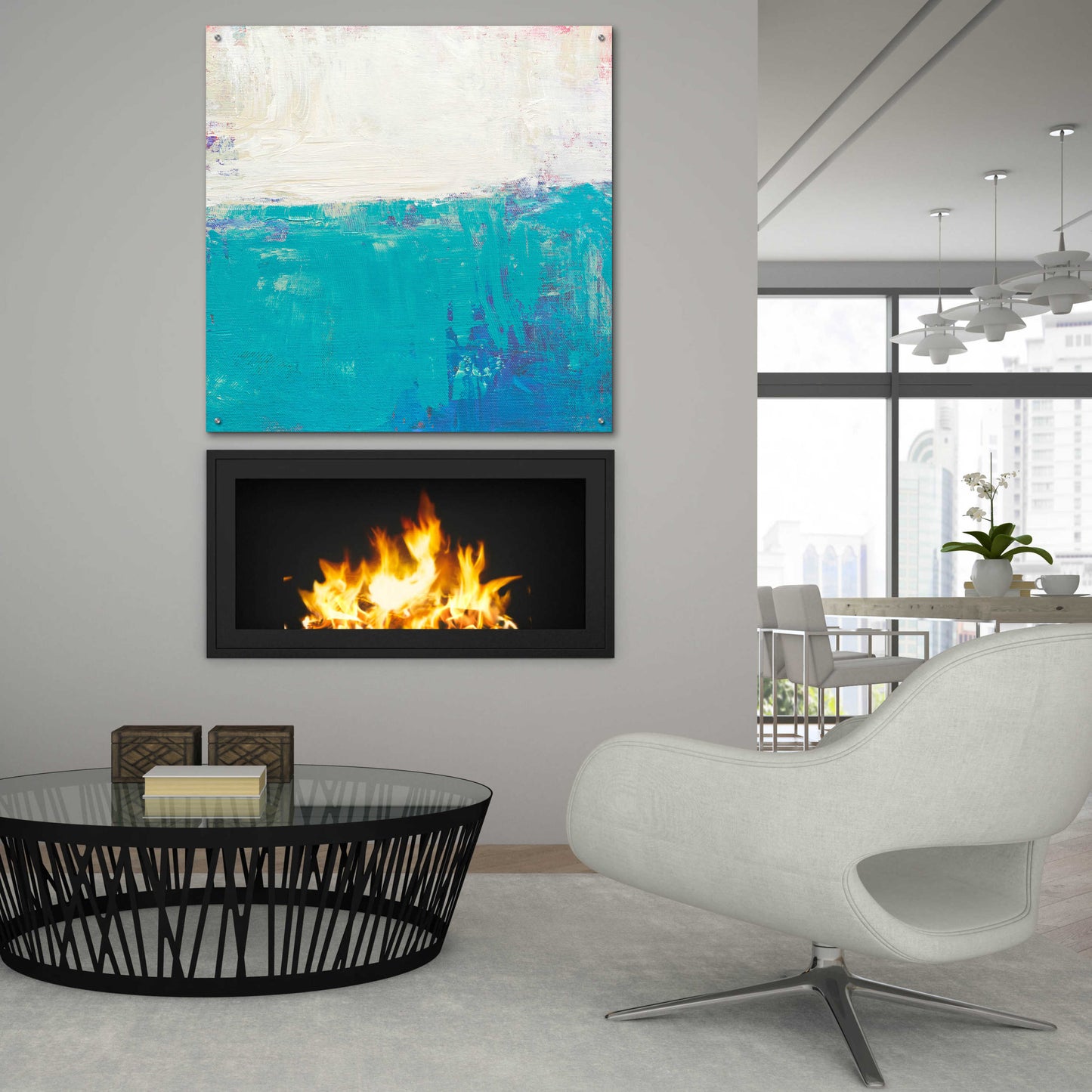 Epic Art 'Aqua White' by Don Bishop Acrylic Glass Wall Art,36x36