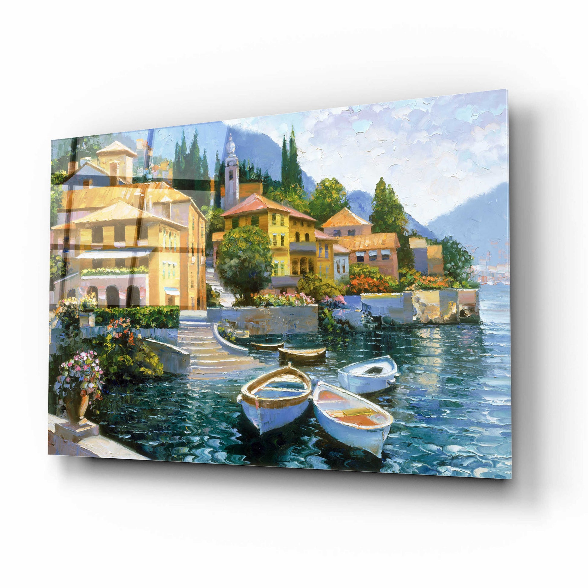 Epic Art 'Lake Como Landing' by Howard Behrens Acrylic Glass Wall Art,16x12