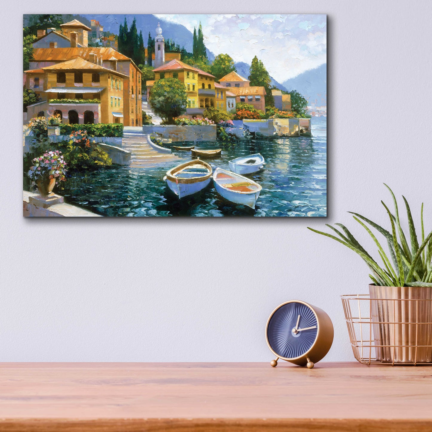 Epic Art 'Lake Como Landing' by Howard Behrens Acrylic Glass Wall Art,16x12