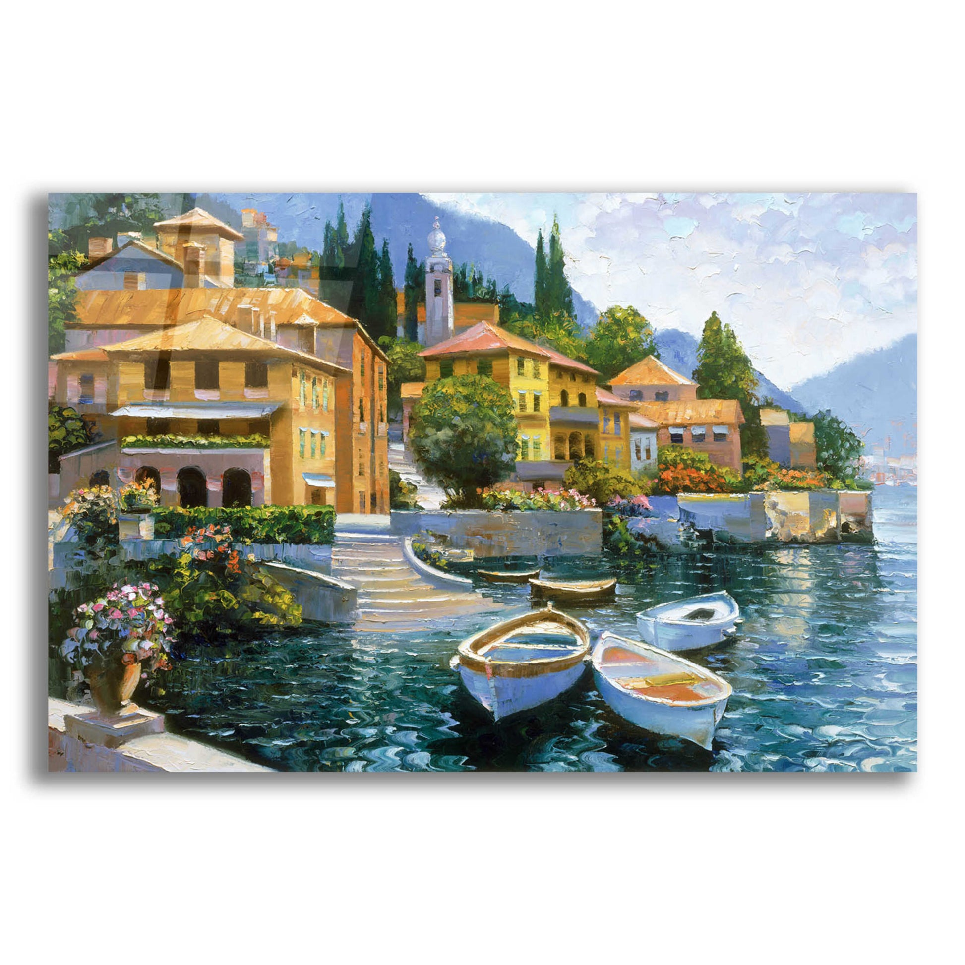 Epic Art 'Lake Como Landing' by Howard Behrens Acrylic Glass Wall Art,16x12