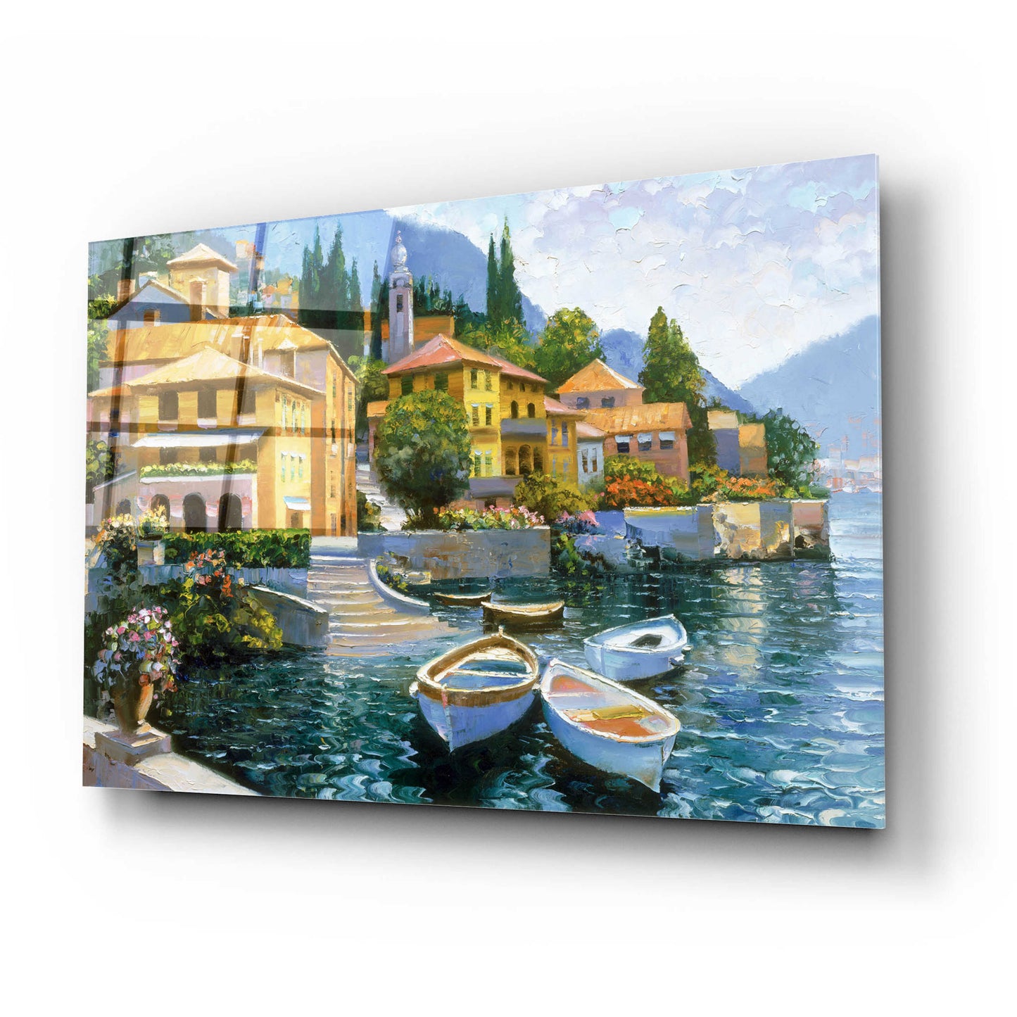 Epic Art 'Lake Como Landing' by Howard Behrens Acrylic Glass Wall Art,24x16