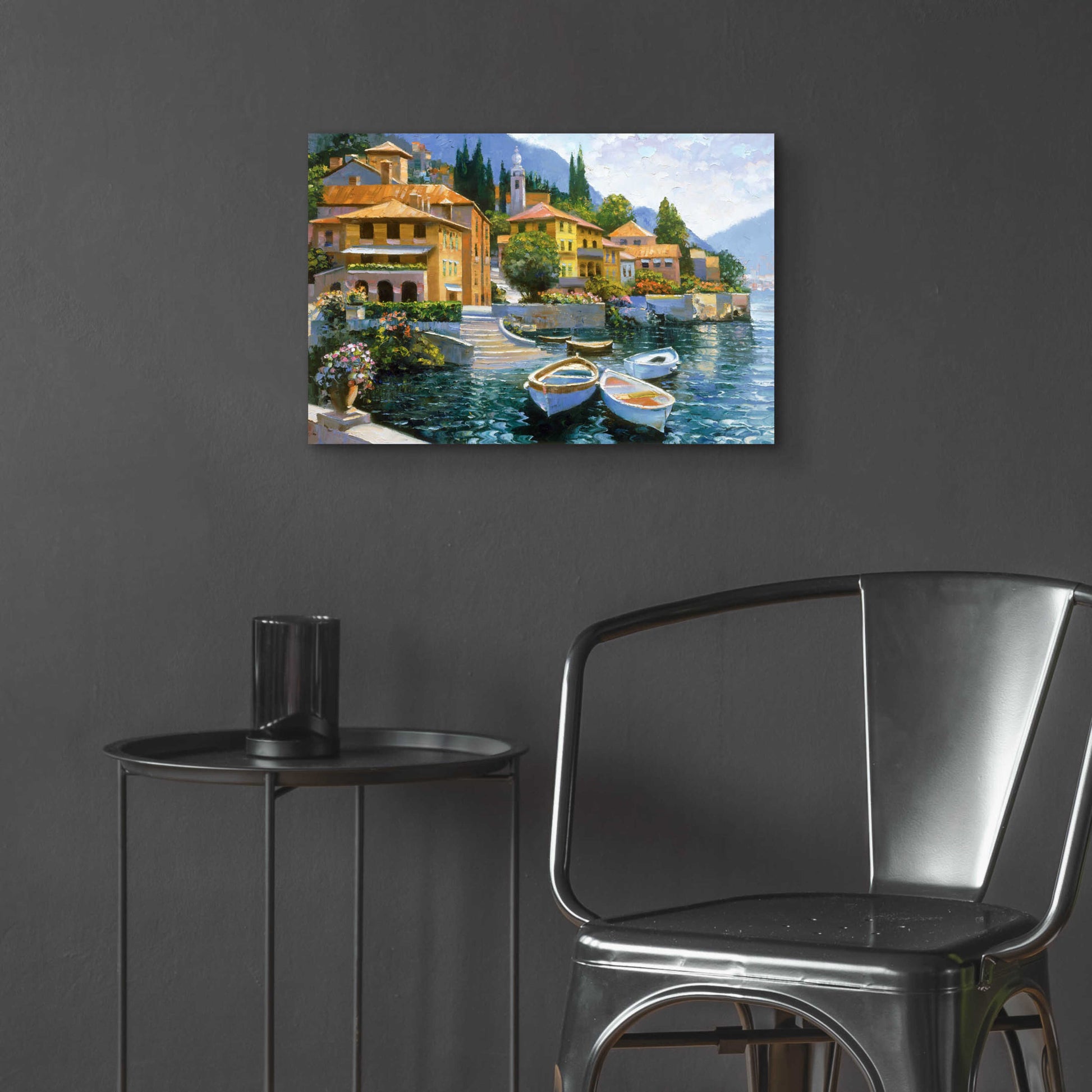 Epic Art 'Lake Como Landing' by Howard Behrens Acrylic Glass Wall Art,24x16