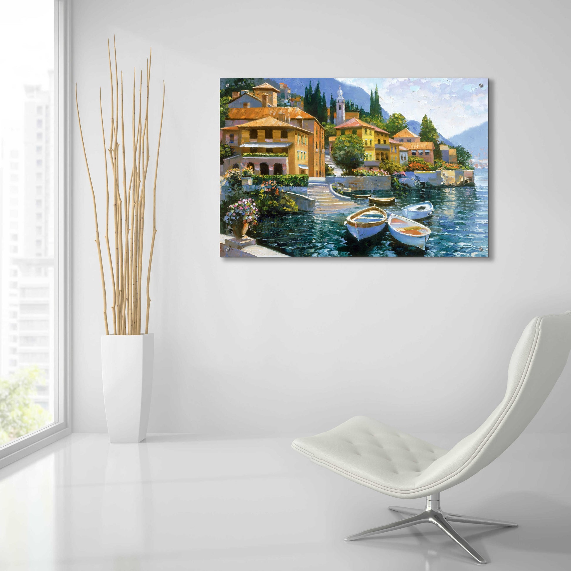 Epic Art 'Lake Como Landing' by Howard Behrens Acrylic Glass Wall Art,36x24