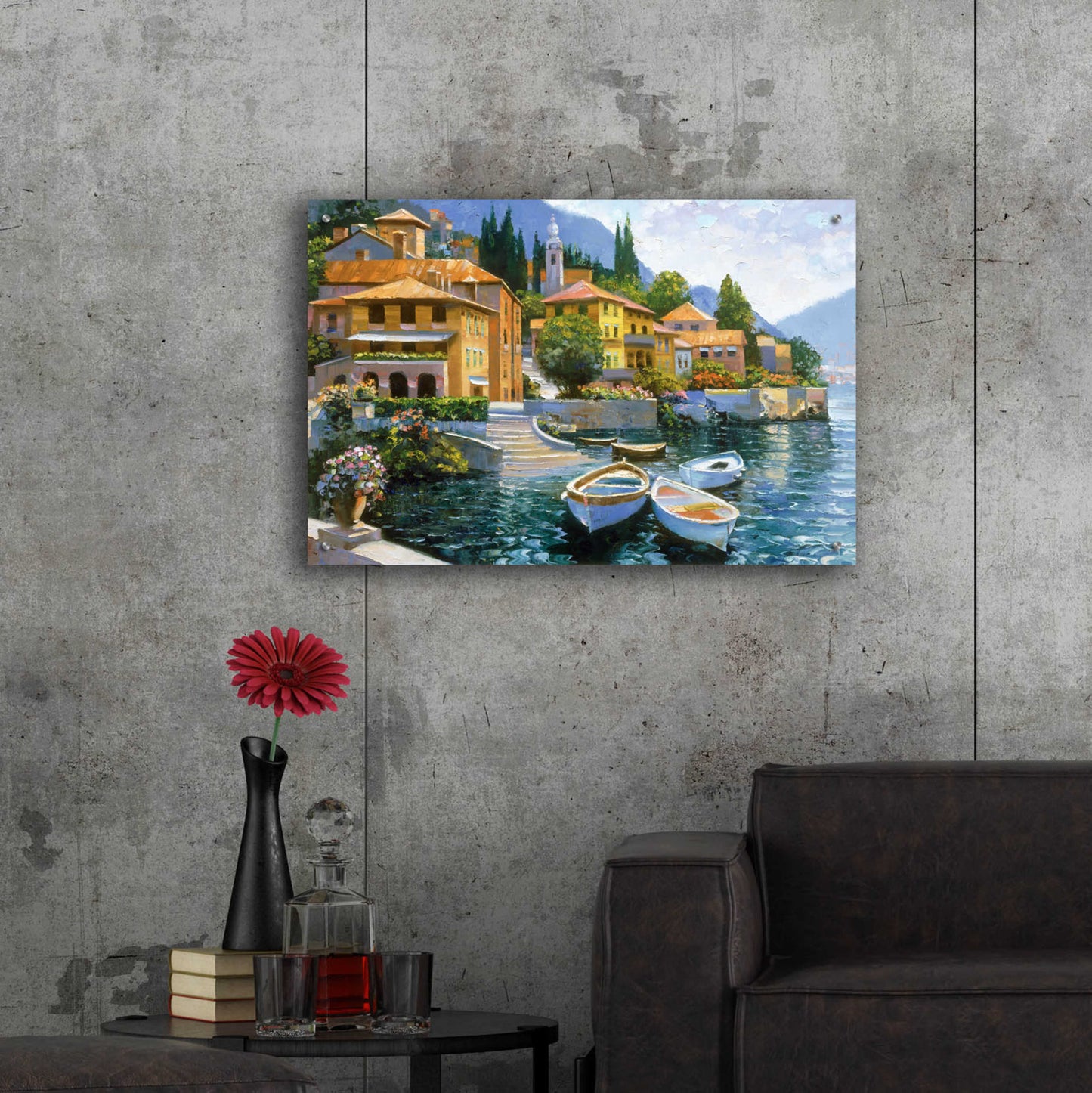 Epic Art 'Lake Como Landing' by Howard Behrens Acrylic Glass Wall Art,36x24