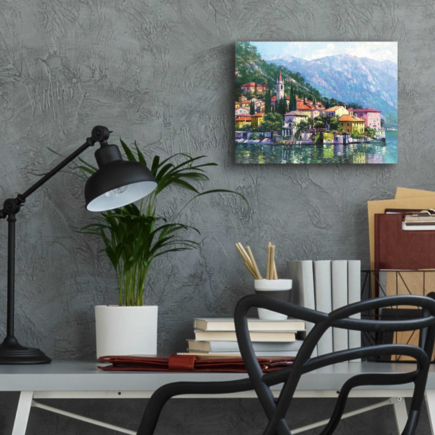 Epic Art 'Reflections of Lake Como' by Howard Behrens Acrylic Glass Wall Art,16x12