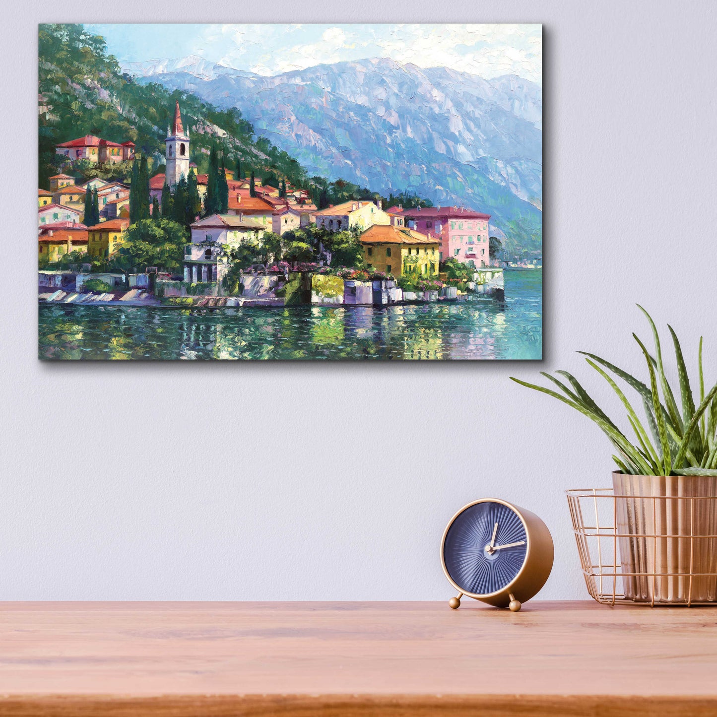 Epic Art 'Reflections of Lake Como' by Howard Behrens Acrylic Glass Wall Art,16x12