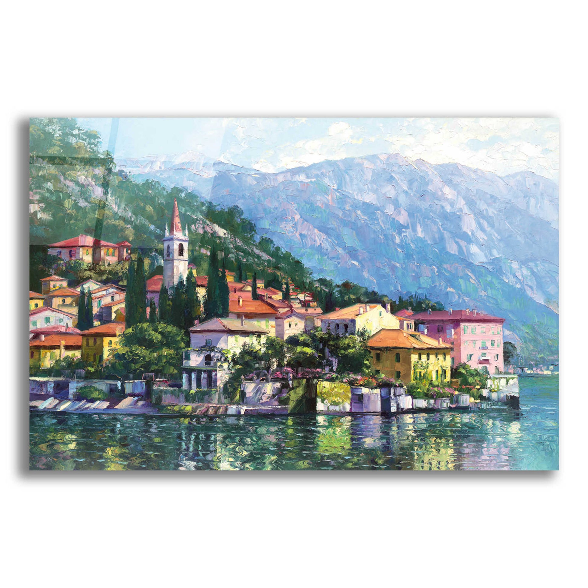 Epic Art 'Reflections of Lake Como' by Howard Behrens Acrylic Glass Wall Art,16x12