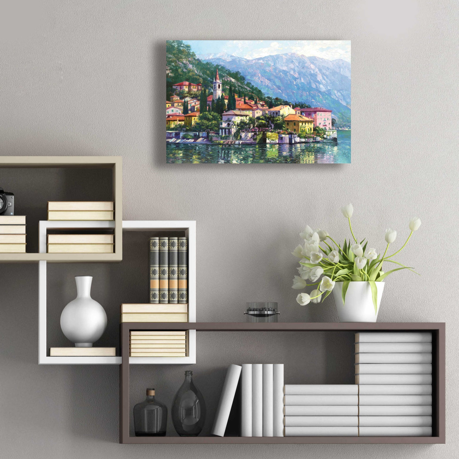 Epic Art 'Reflections of Lake Como' by Howard Behrens Acrylic Glass Wall Art,24x16