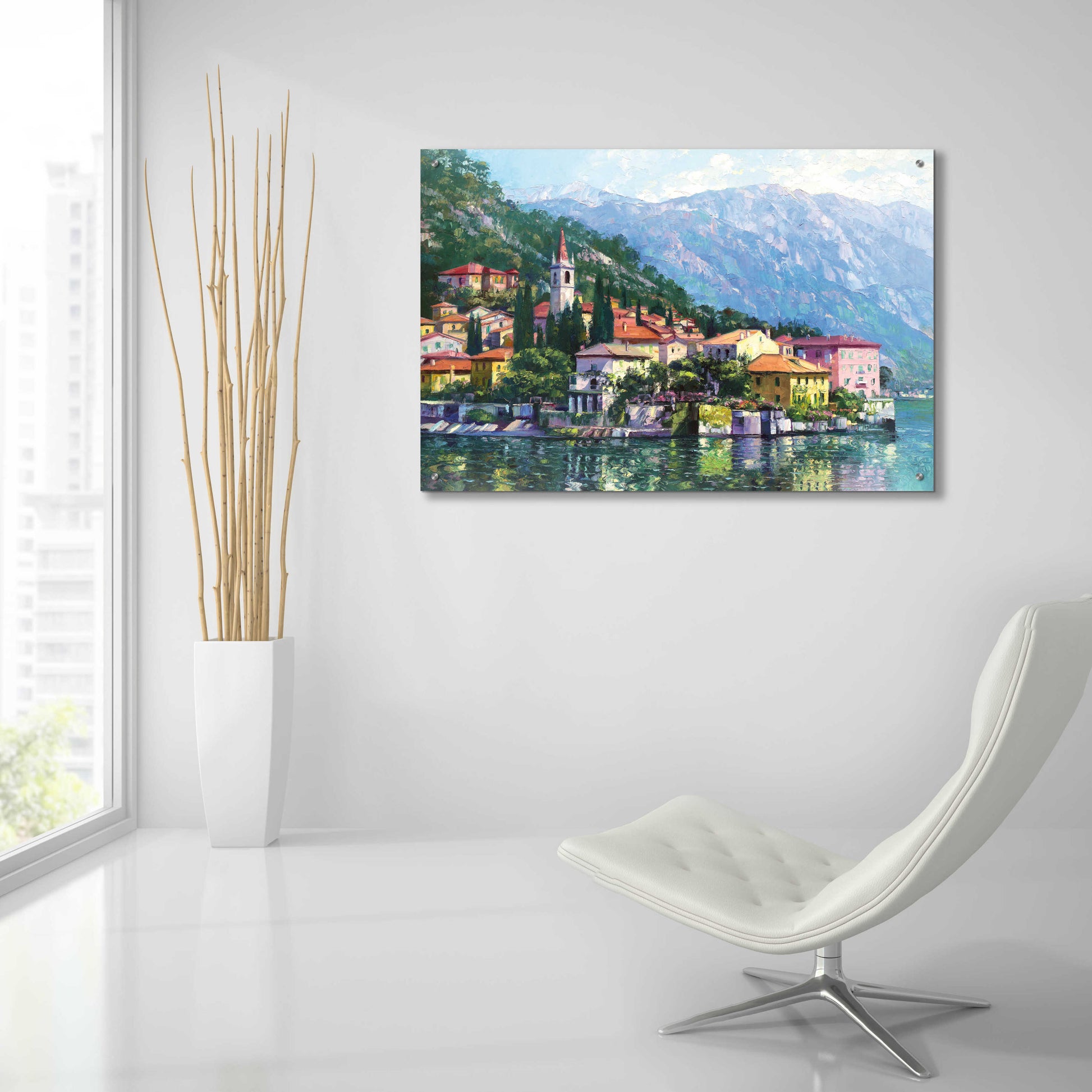 Epic Art 'Reflections of Lake Como' by Howard Behrens Acrylic Glass Wall Art,36x24