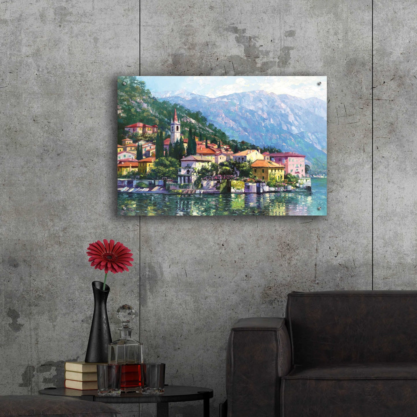 Epic Art 'Reflections of Lake Como' by Howard Behrens Acrylic Glass Wall Art,36x24