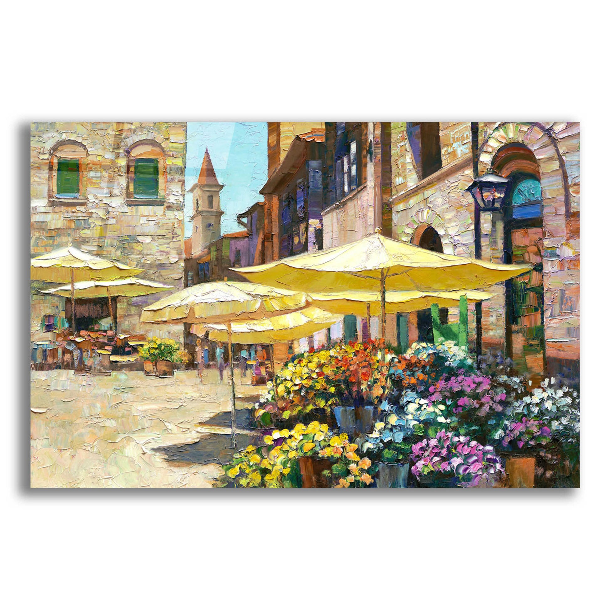 Epic Art 'Siena Flower Market' by Howard Behrens Acrylic Glass Wall Art,16x12