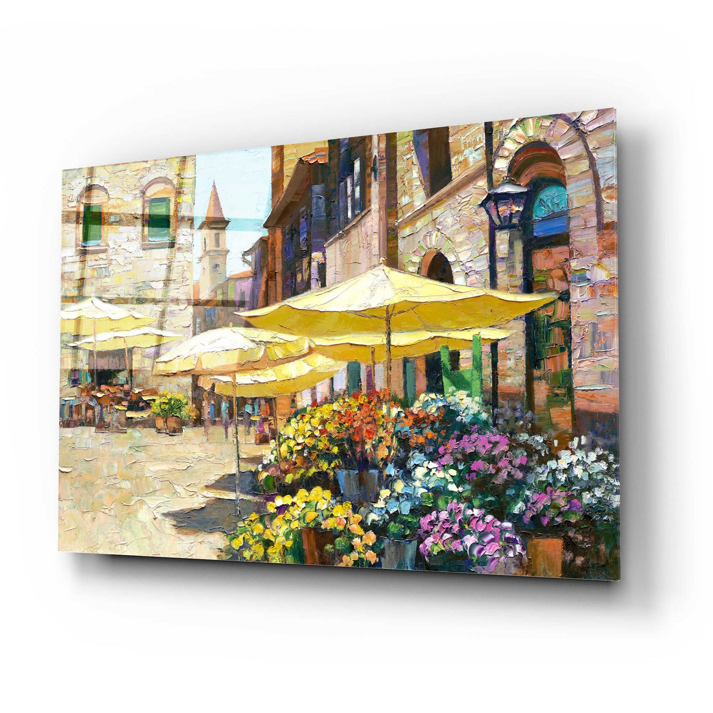 Epic Art 'Siena Flower Market' by Howard Behrens Acrylic Glass Wall Art,24x16