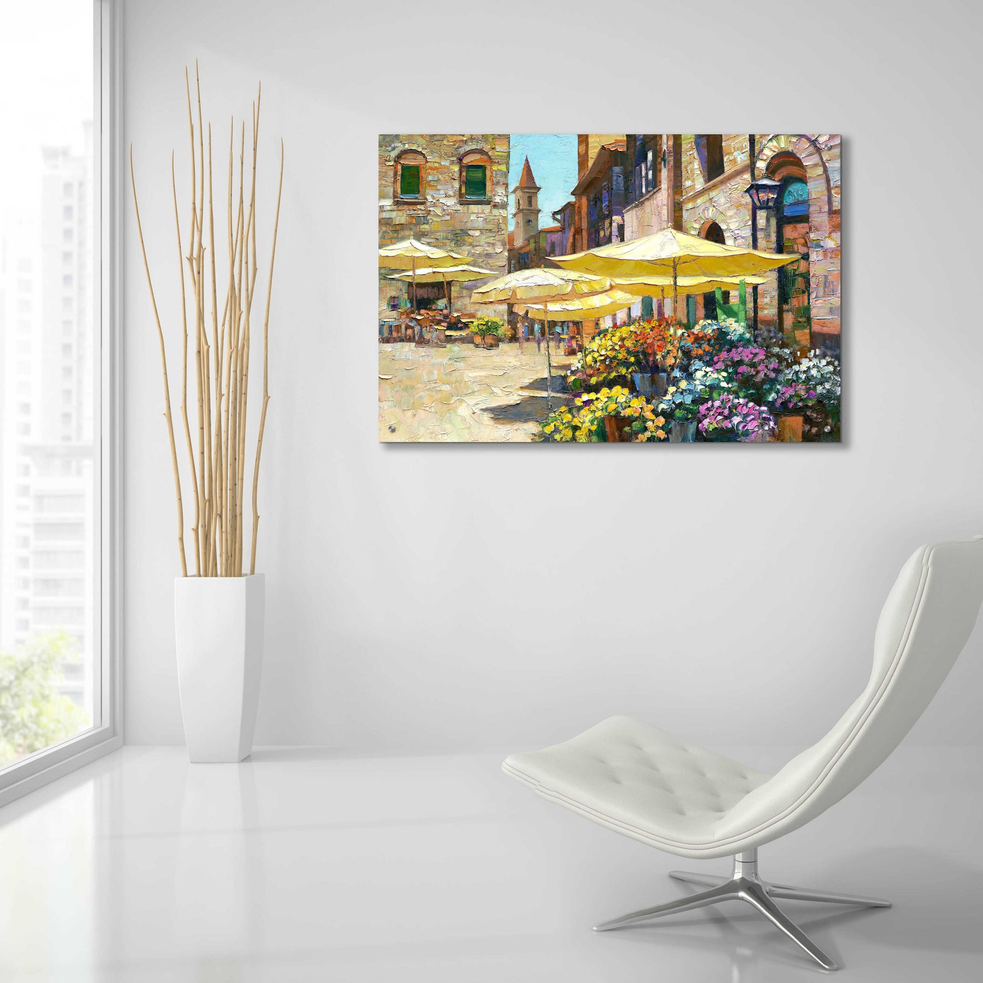 Epic Art 'Siena Flower Market' by Howard Behrens Acrylic Glass Wall Art,36x24