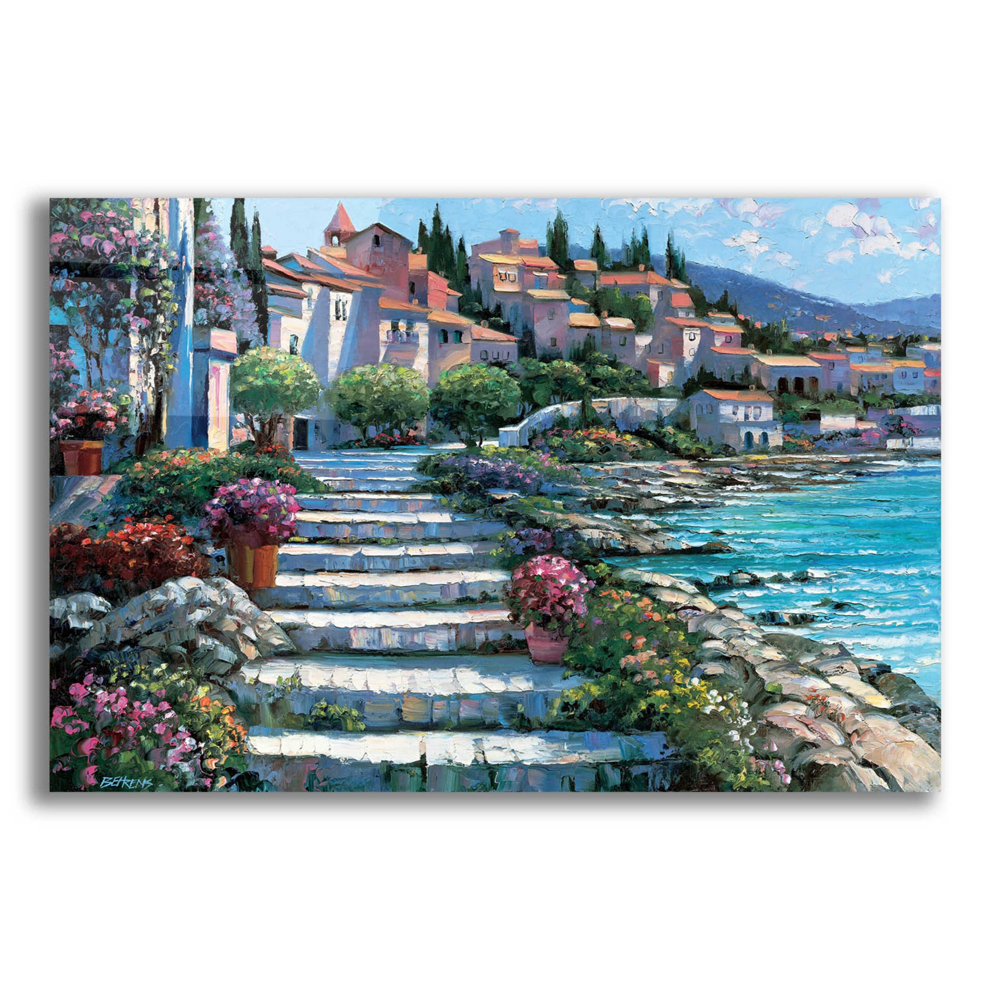 Epic Art 'Steps of St. Tropez' by Howard Behrens Acrylic Glass Wall Art,16x12