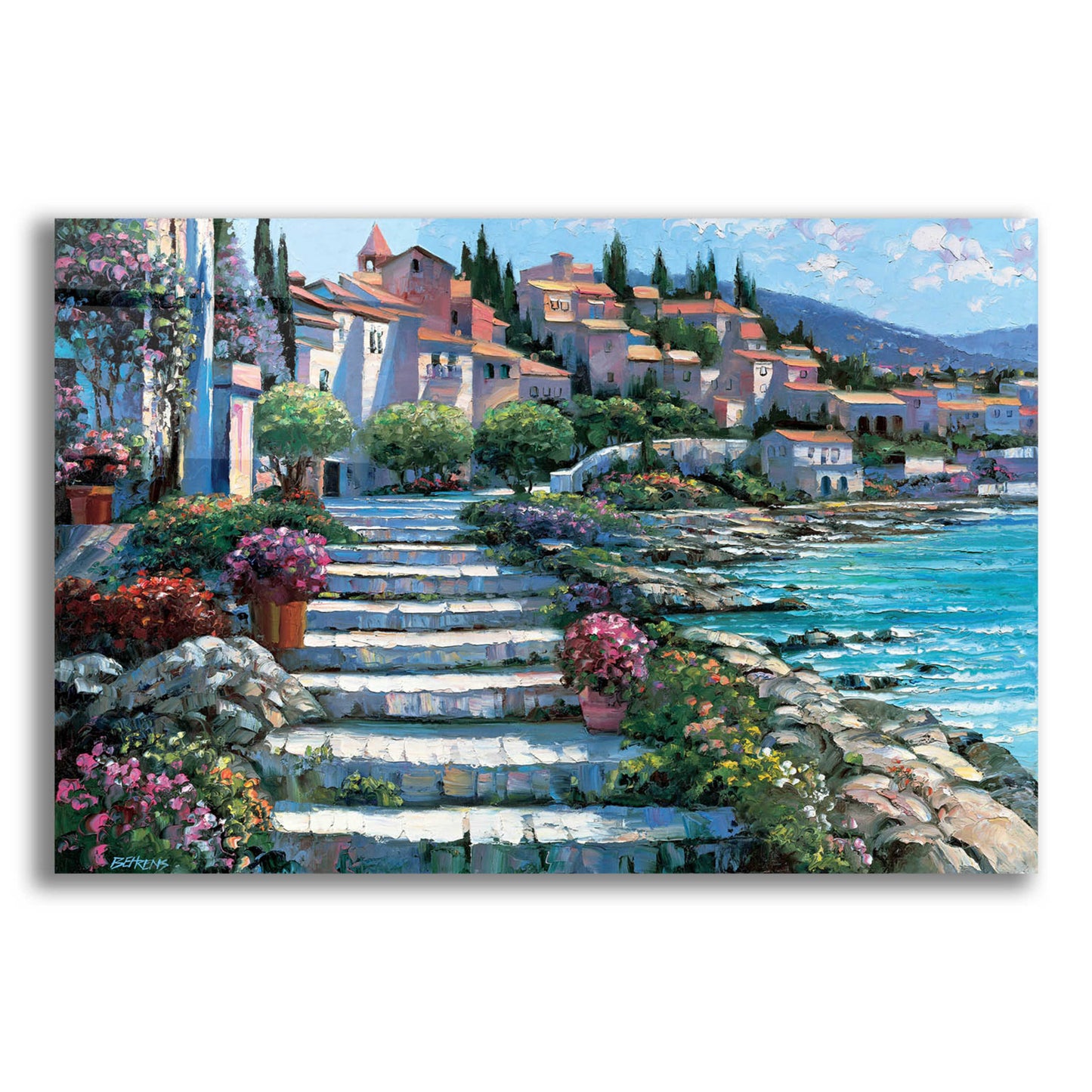 Epic Art 'Steps of St. Tropez' by Howard Behrens Acrylic Glass Wall Art,24x16