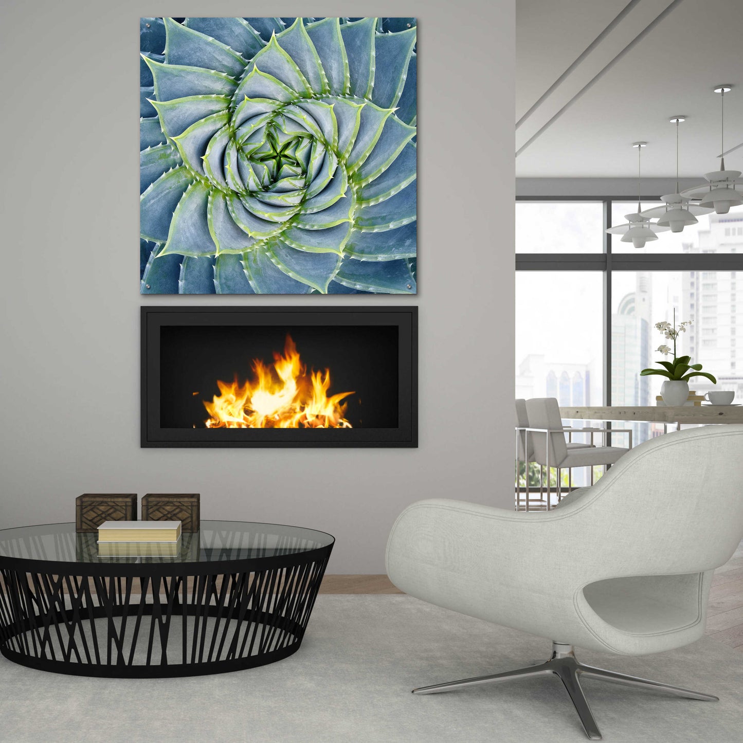 Epic Art 'Spiral Succulent' by Jan Bell Acrylic Glass Wall Art,36x36