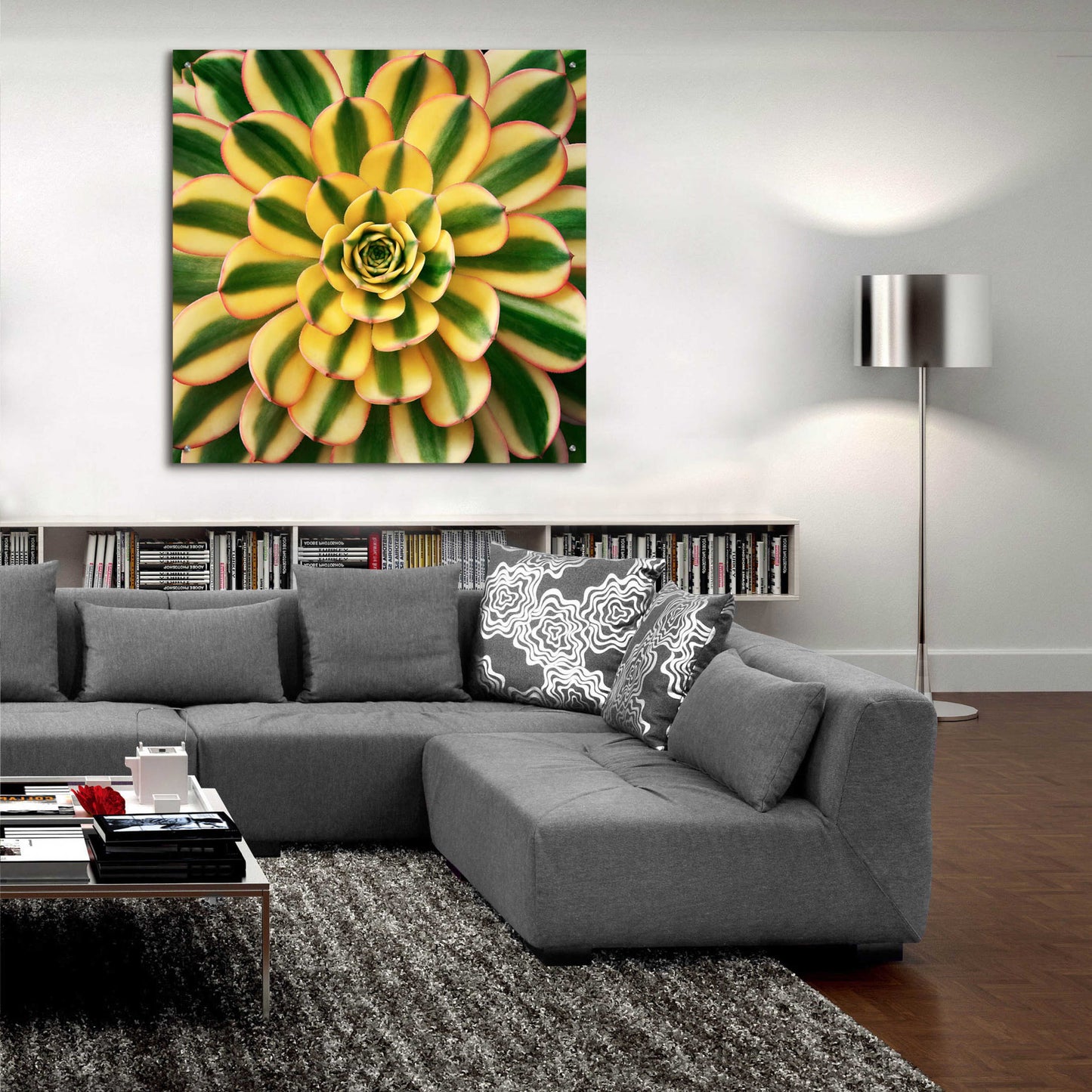 Epic Art 'Striped Succulent' by Jan Bell Acrylic Glass Wall Art,36x36