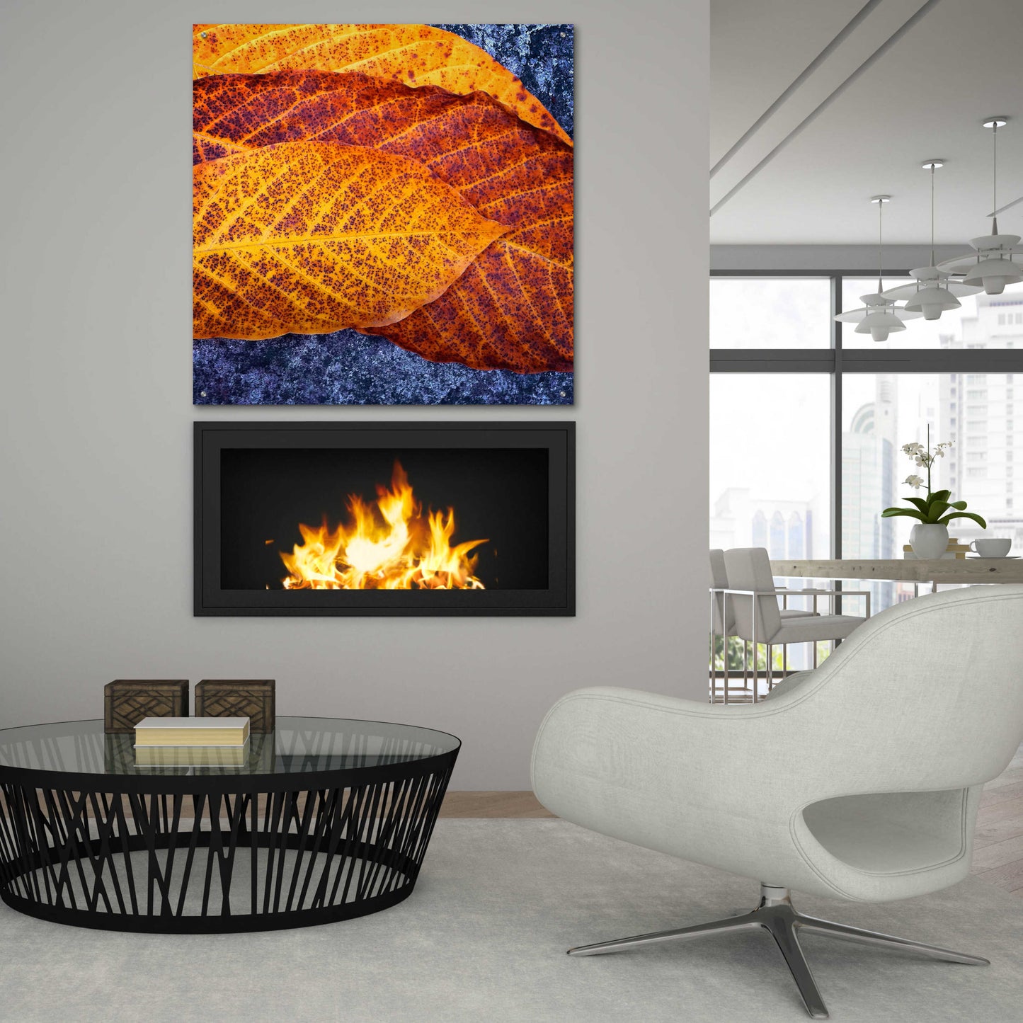 Epic Art 'Three Leaves' by Jan Bell Acrylic Glass Wall Art,36x36