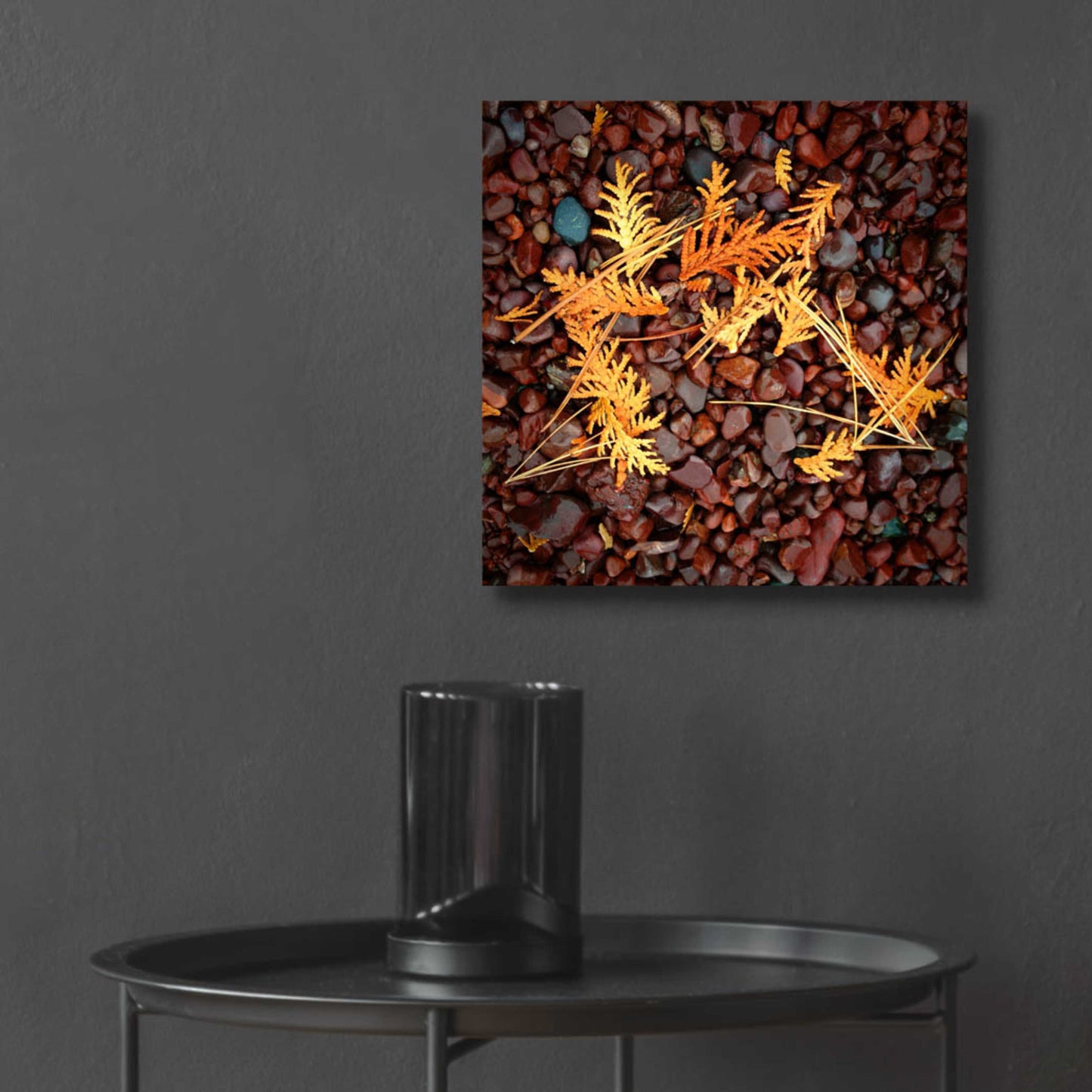 Epic Art 'Brown Pebbles with Cedar' by Jan Bell Acrylic Glass Wall Art,12x12