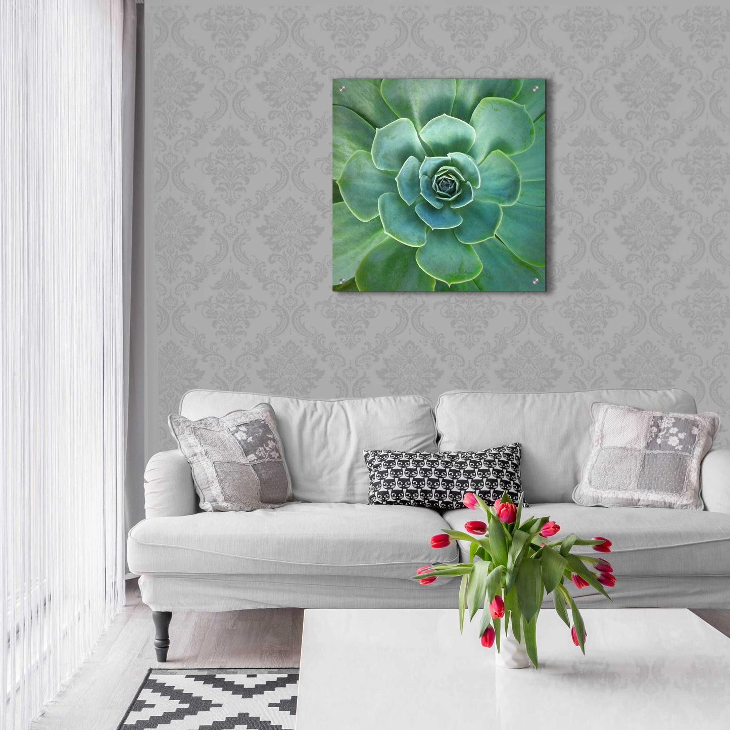 Epic Art 'Glowing Succulent' by Jan Bell Acrylic Glass Wall Art,24x24