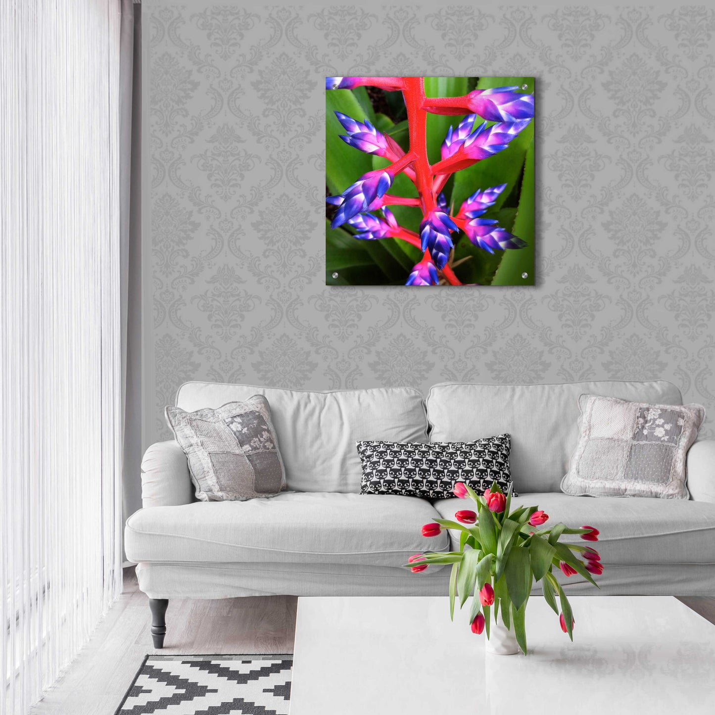 Epic Art 'Purple and Pink' by Jan Bell Acrylic Glass Wall Art,24x24