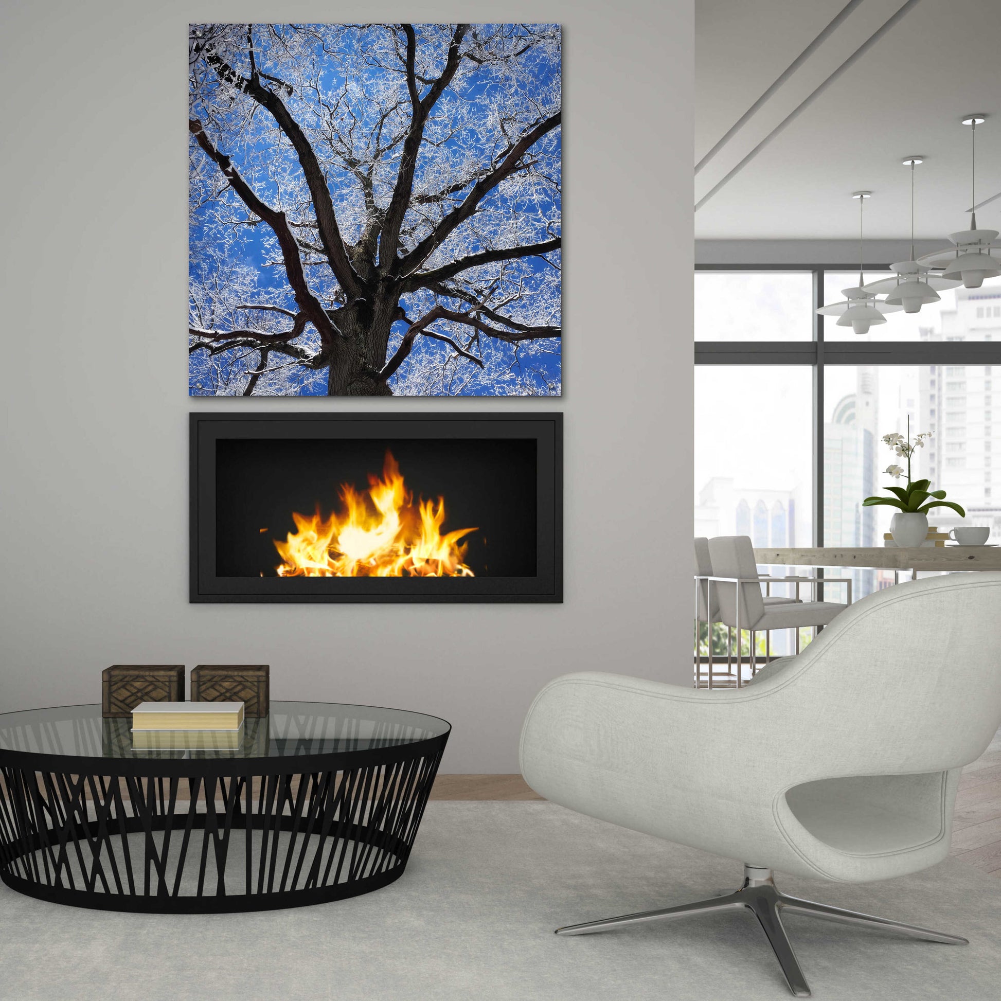 Epic Art 'Snow Covered Tree' by Jan Bell Acrylic Glass Wall Art,36x36