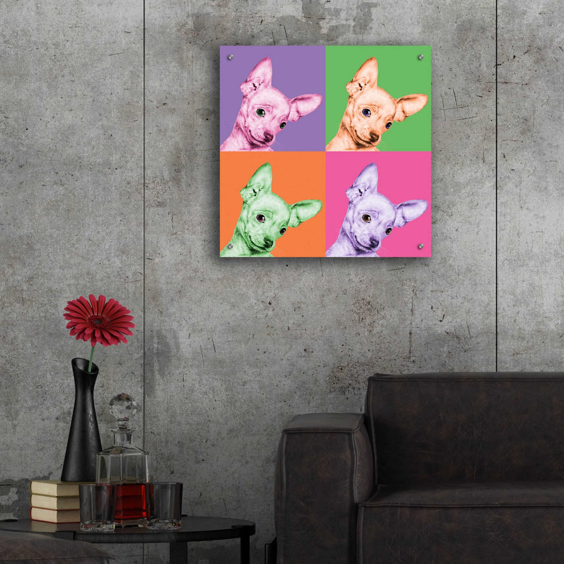 Epic Art 'Sweet Chihuahua Pop' by Jon Bertelli Acrylic Glass Wall Art,24x24