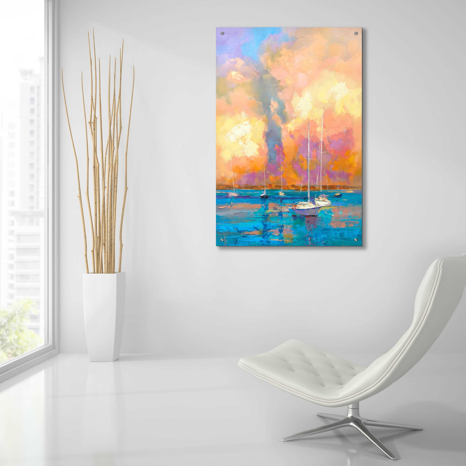 Epic Art 'Evening On The Bay' by Kasia Bruniany Acrylic Glass Wall Art,24x36