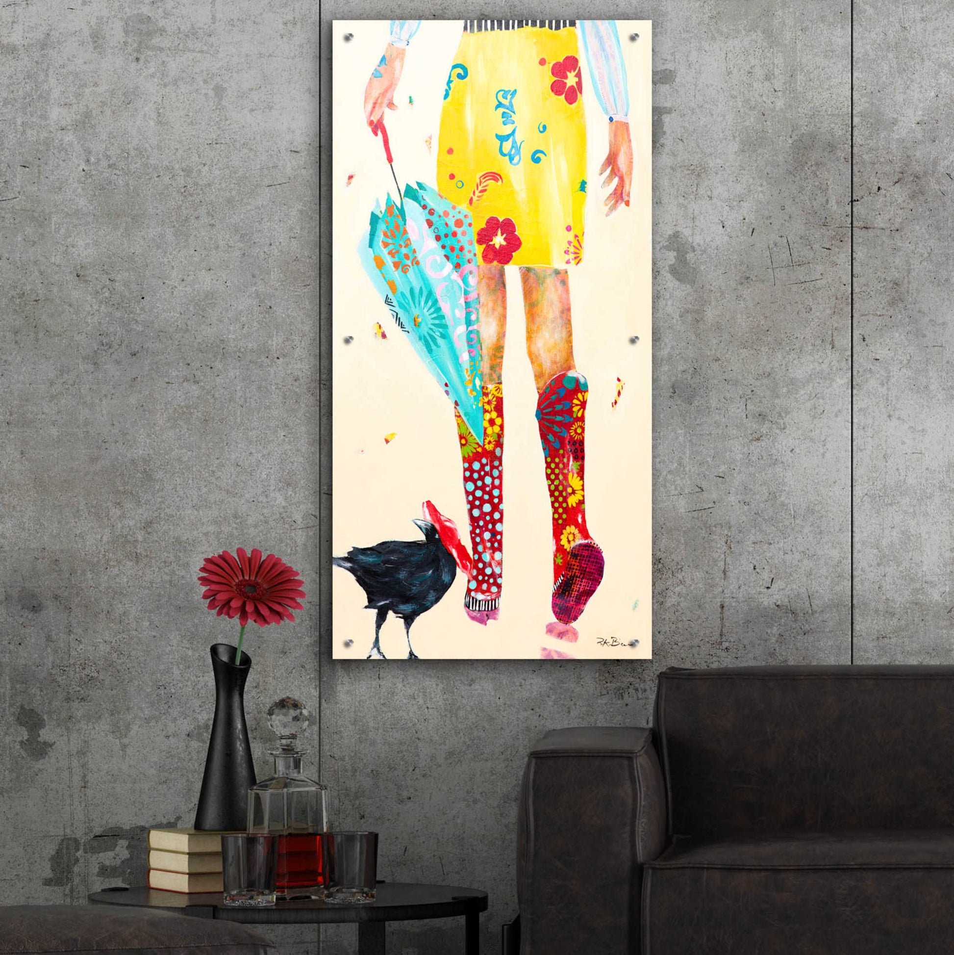 Epic Art 'Rainy Day Companions' by Pamela K. Beer Acrylic Glass Wall Art,24x48