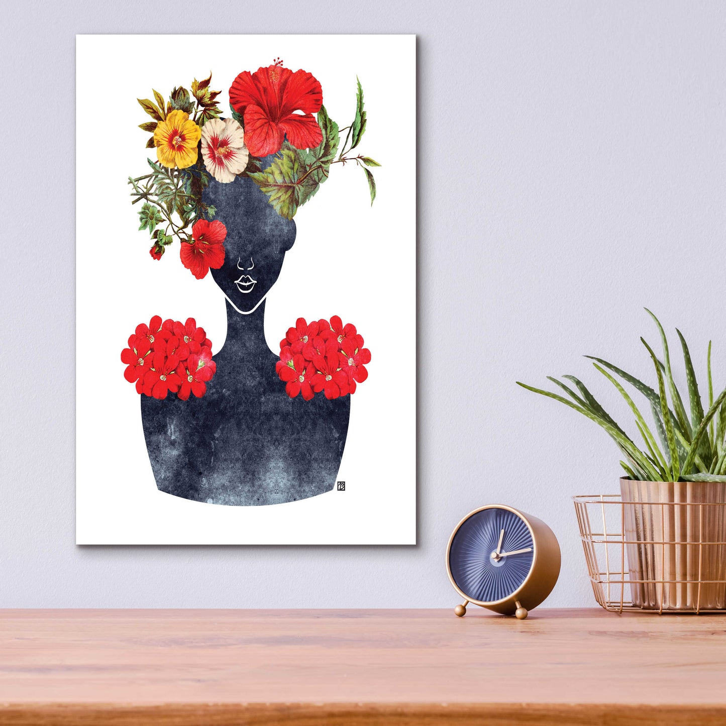 Epic Art 'Flower Crown Silhouette I' by Tabitha Brown Acrylic Glass Wall Art,12x16