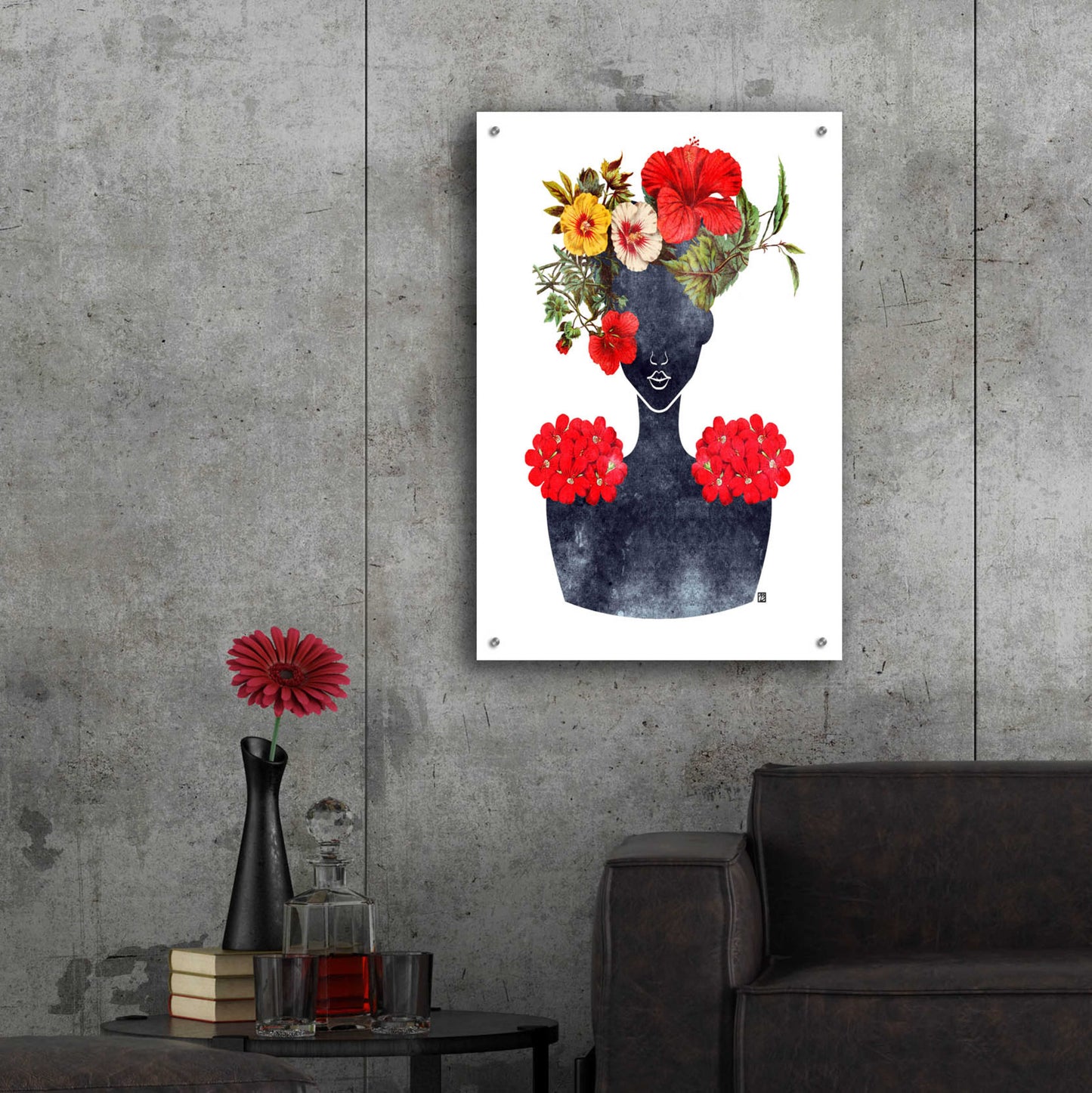 Epic Art 'Flower Crown Silhouette I' by Tabitha Brown Acrylic Glass Wall Art,24x36