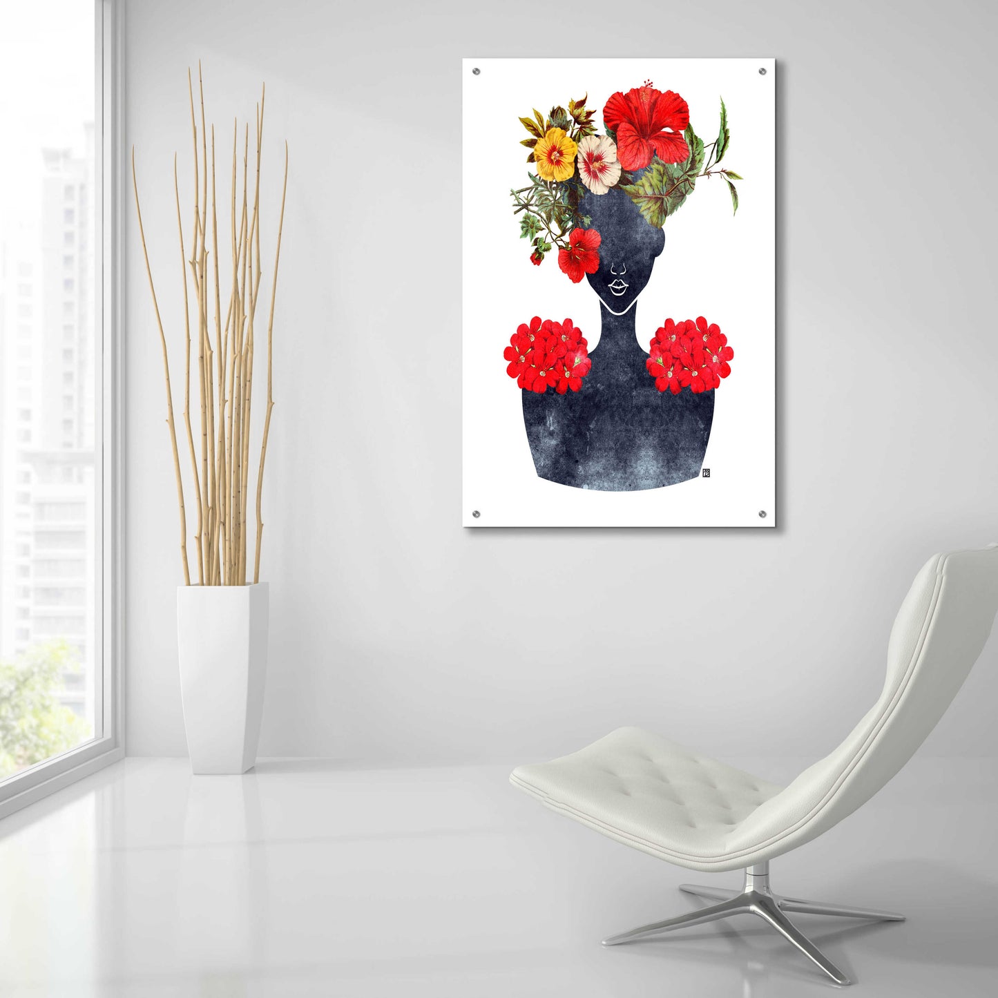 Epic Art 'Flower Crown Silhouette I' by Tabitha Brown Acrylic Glass Wall Art,24x36