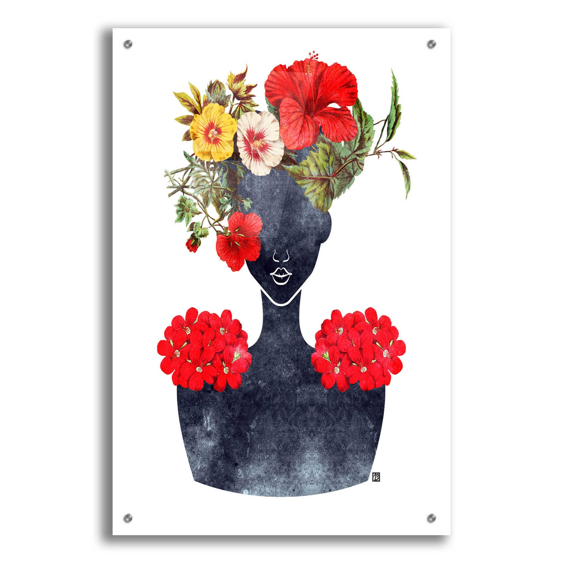 Epic Art 'Flower Crown Silhouette I' by Tabitha Brown Acrylic Glass Wall Art,24x36