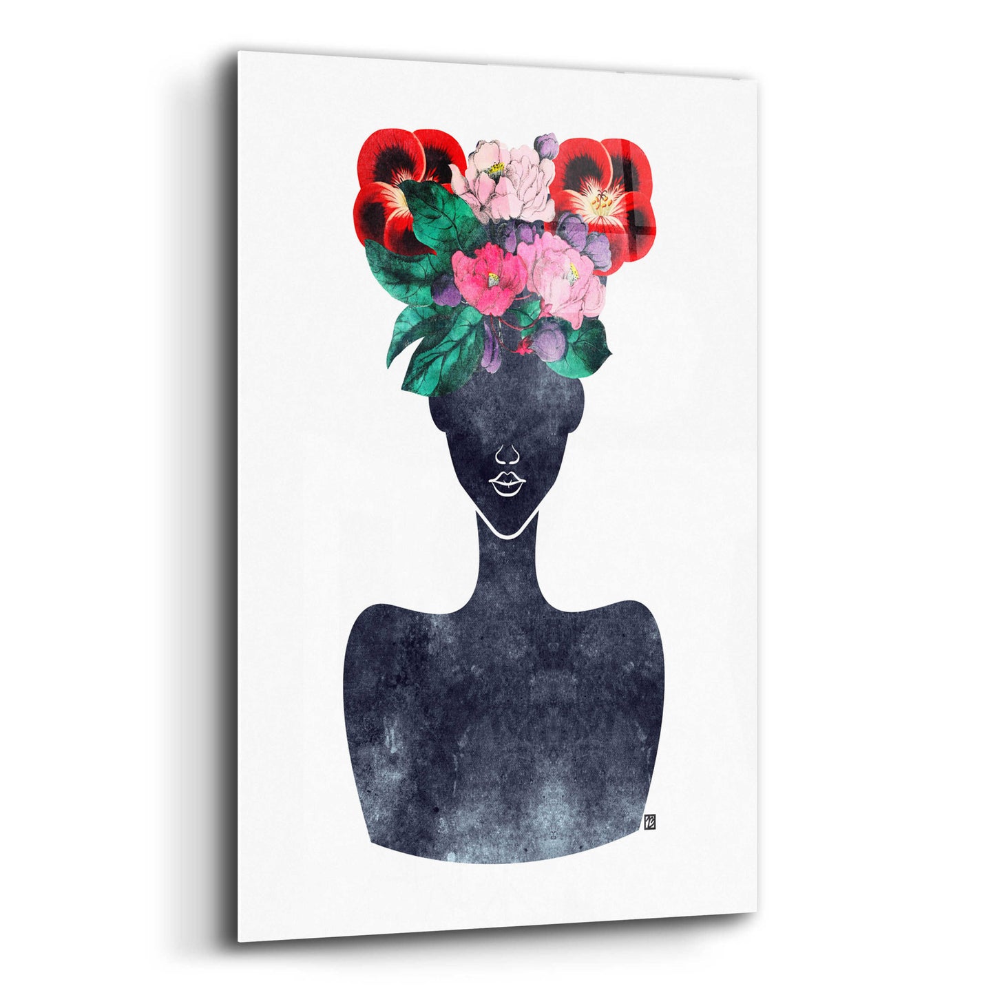 Epic Art 'Flower Crown Silhouette II' by Tabitha Brown Acrylic Glass Wall Art,12x16