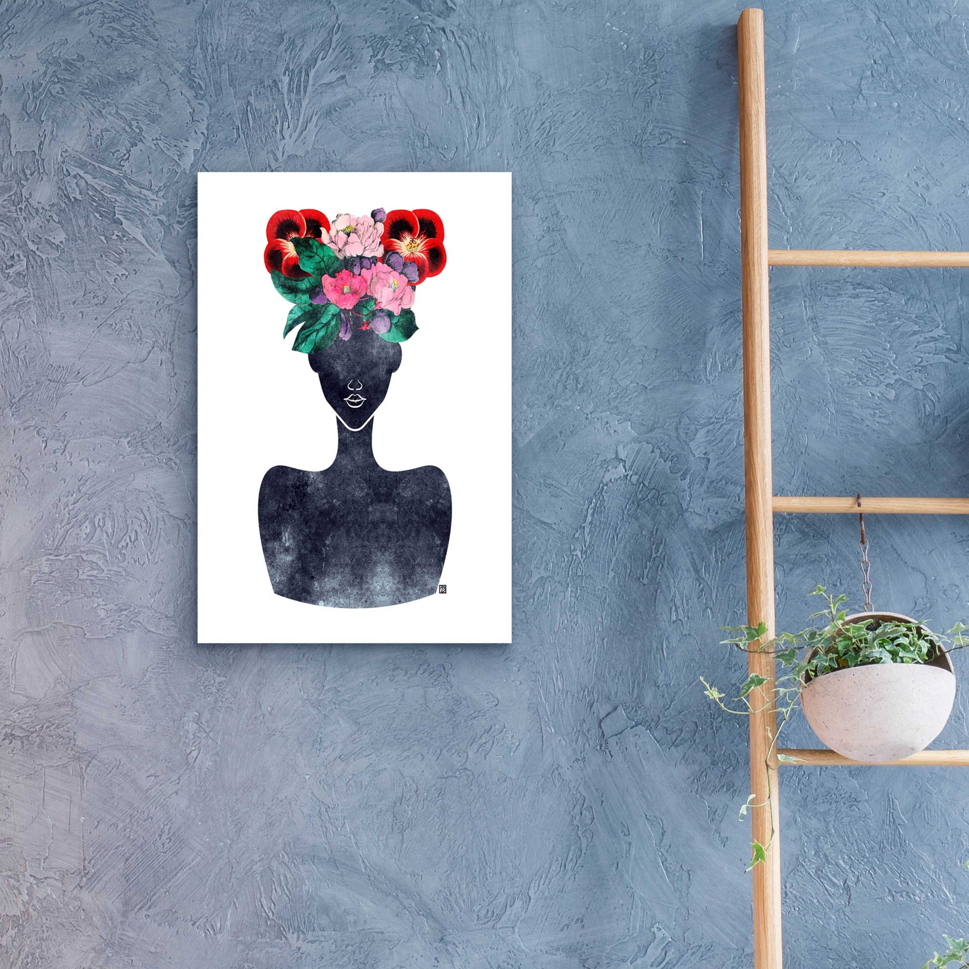 Epic Art 'Flower Crown Silhouette II' by Tabitha Brown Acrylic Glass Wall Art,16x24