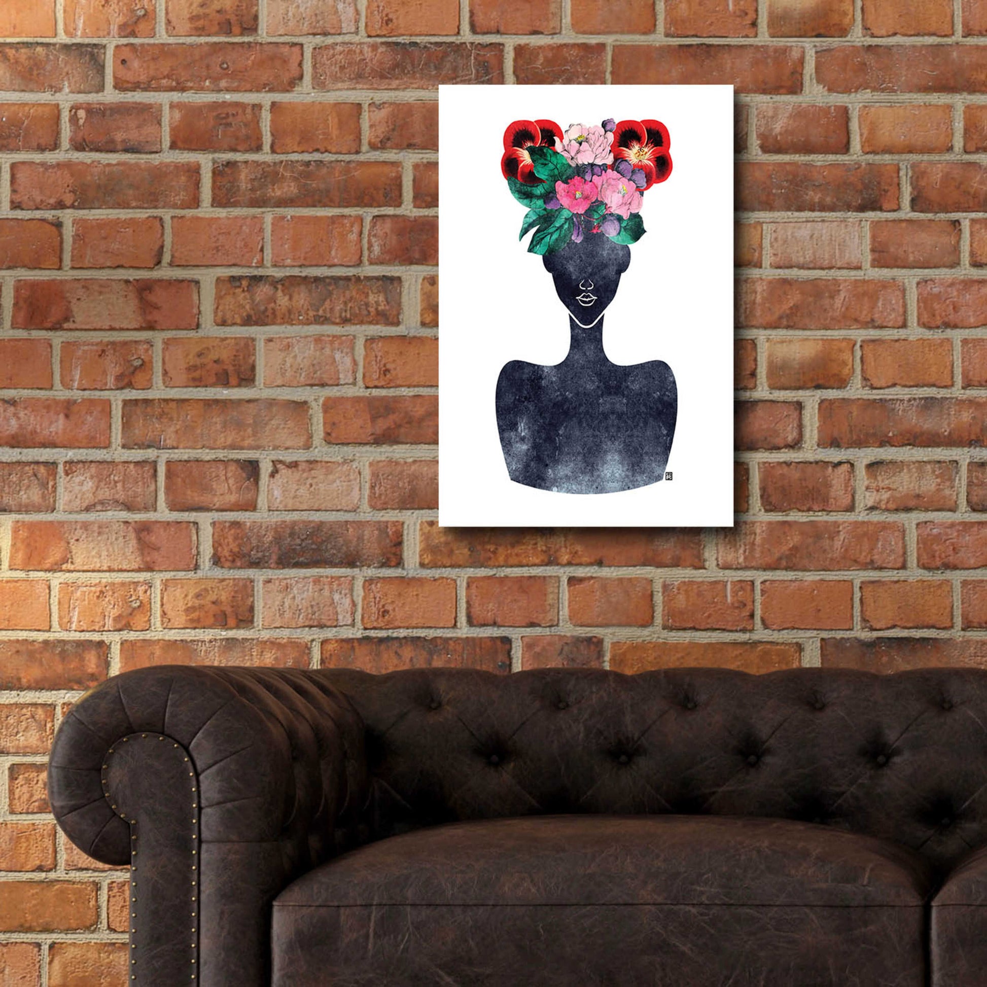 Epic Art 'Flower Crown Silhouette II' by Tabitha Brown Acrylic Glass Wall Art,16x24