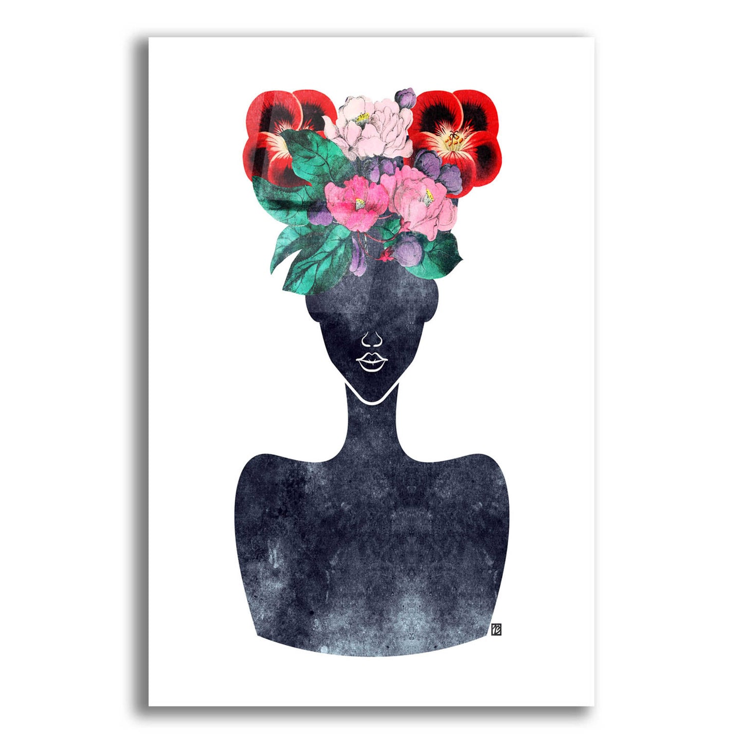 Epic Art 'Flower Crown Silhouette II' by Tabitha Brown Acrylic Glass Wall Art,16x24