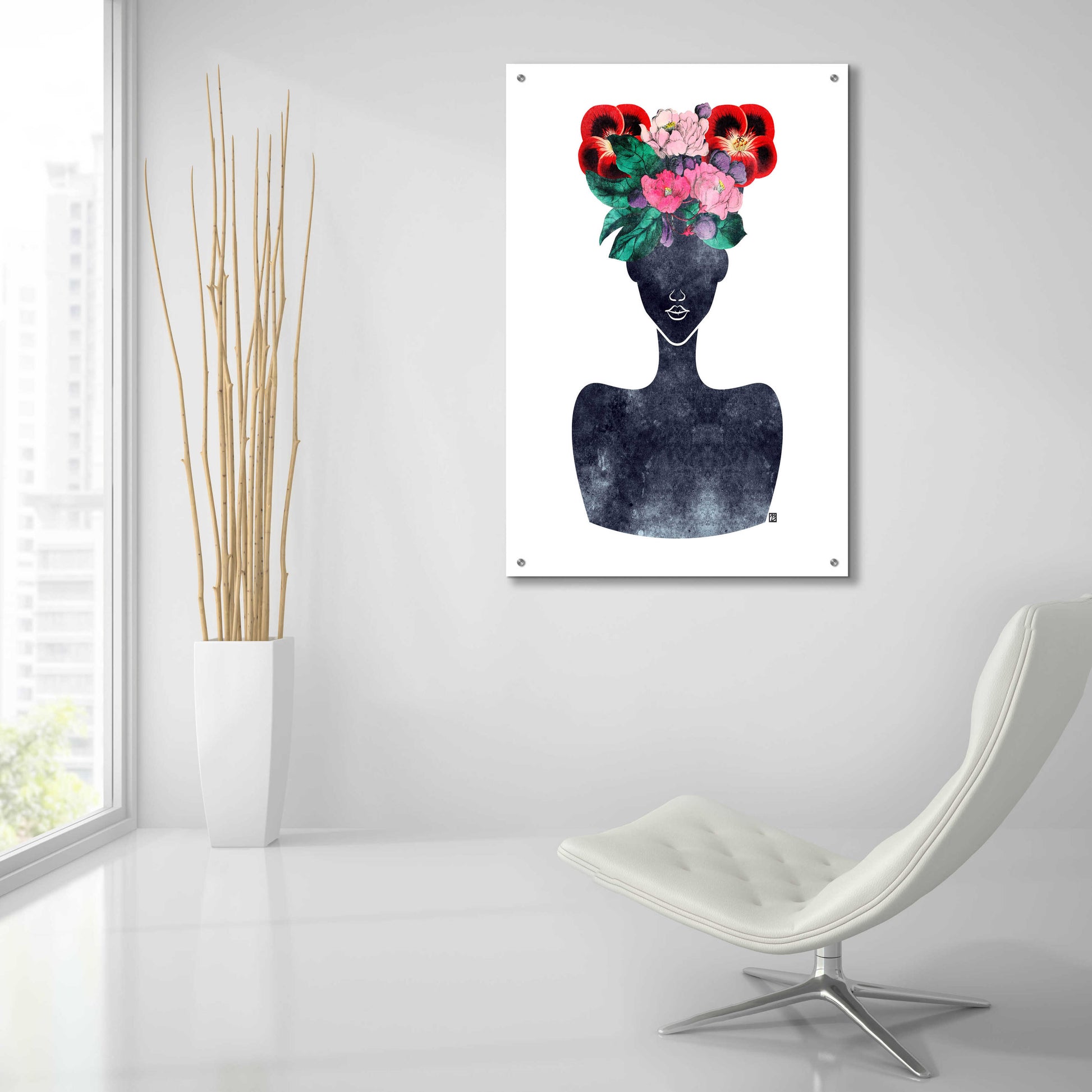 Epic Art 'Flower Crown Silhouette II' by Tabitha Brown Acrylic Glass Wall Art,24x36