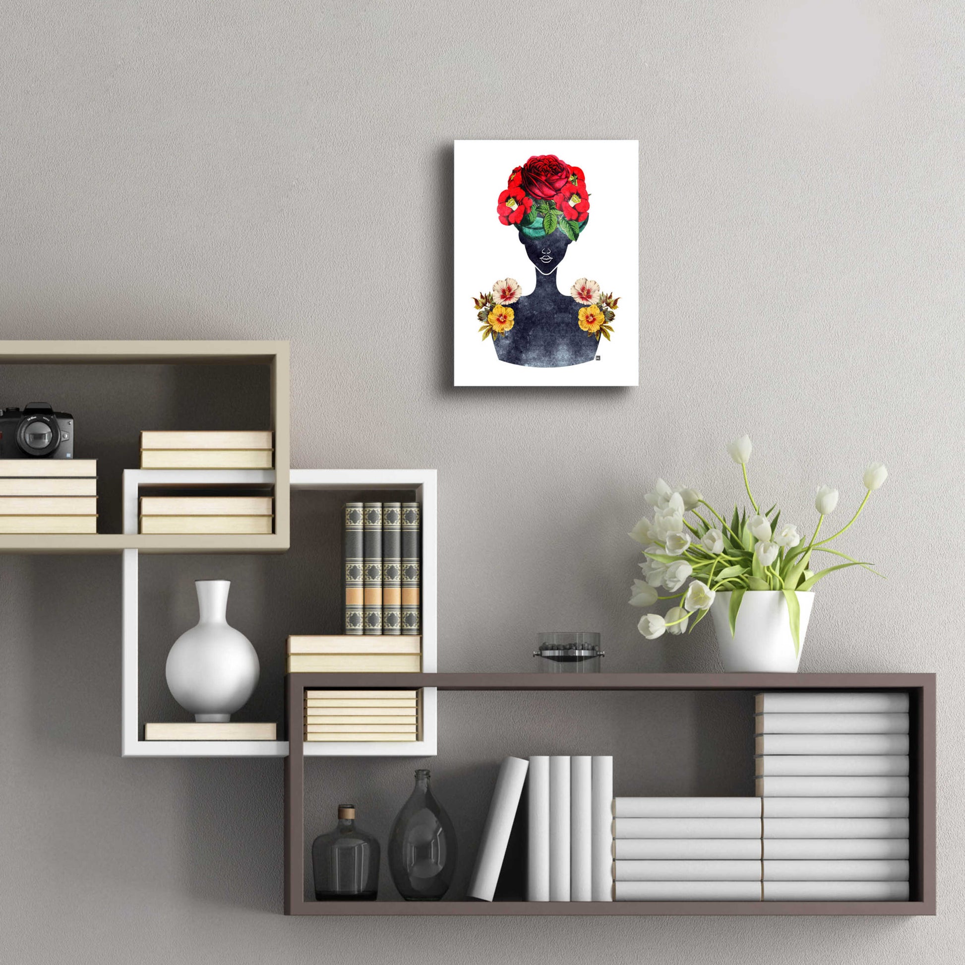 Epic Art 'Flower Crown Silhouette III' by Tabitha Brown Acrylic Glass Wall Art,12x16