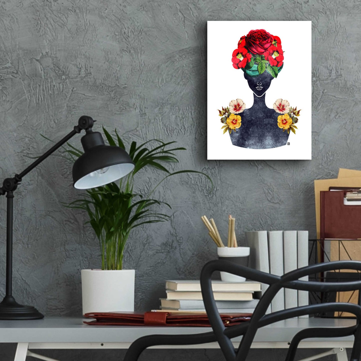 Epic Art 'Flower Crown Silhouette III' by Tabitha Brown Acrylic Glass Wall Art,12x16