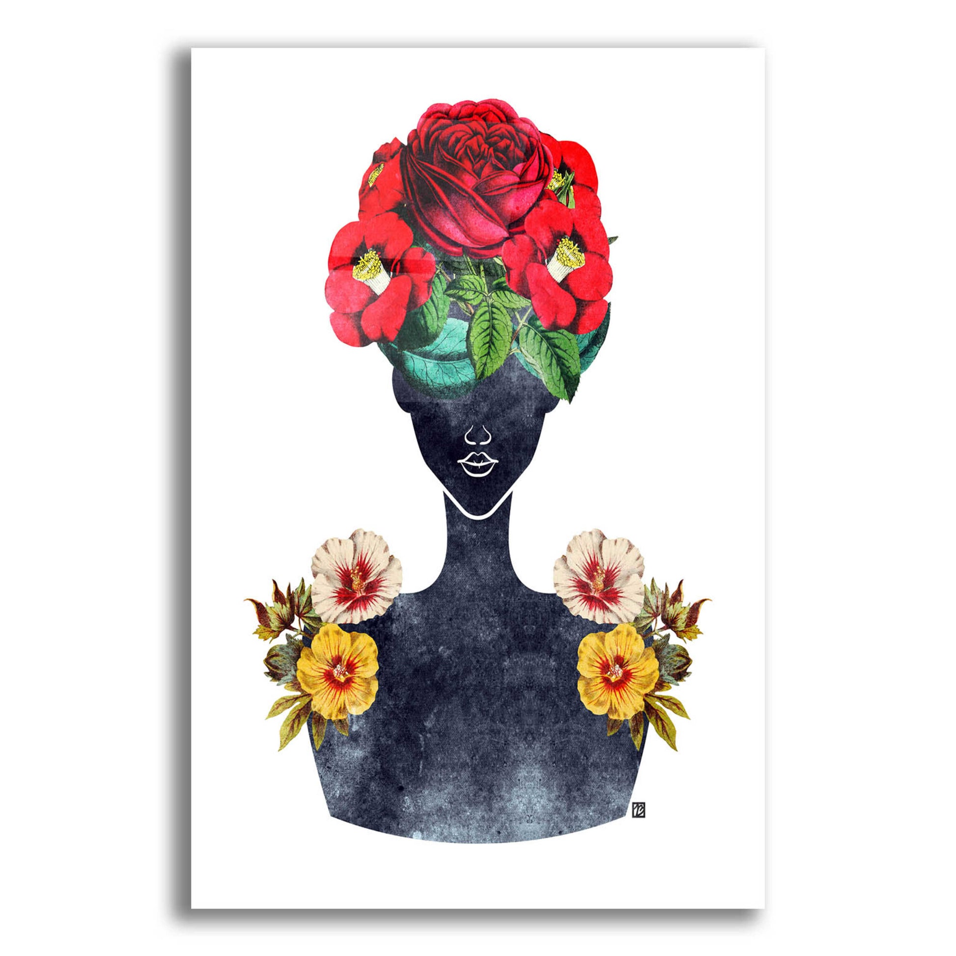 Epic Art 'Flower Crown Silhouette III' by Tabitha Brown Acrylic Glass Wall Art,12x16