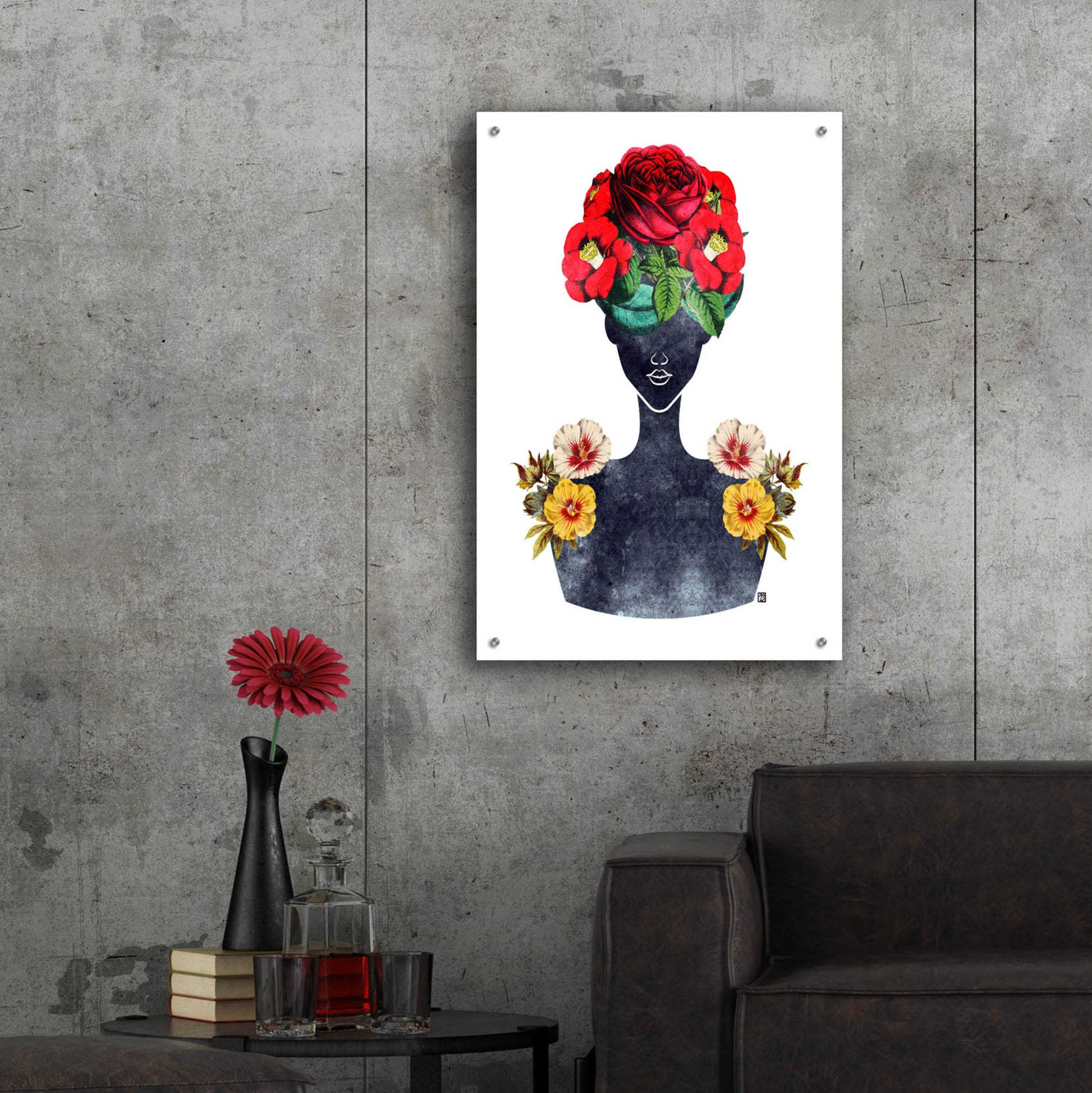 Epic Art 'Flower Crown Silhouette III' by Tabitha Brown Acrylic Glass Wall Art,24x36