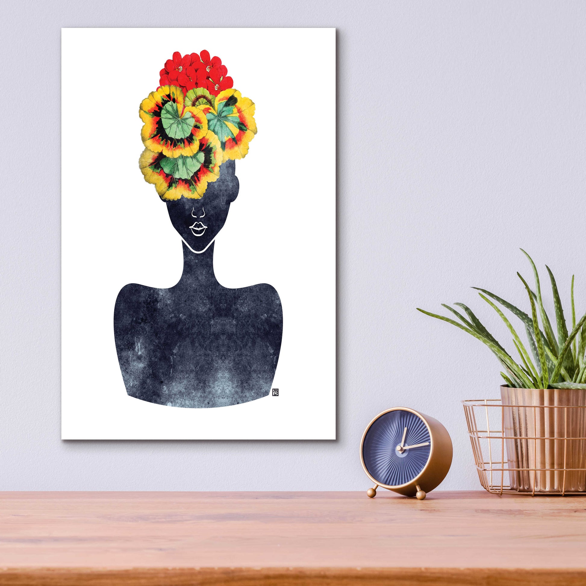 Epic Art 'Flower Crown Silhouette IV' by Tabitha Brown Acrylic Glass Wall Art,12x16