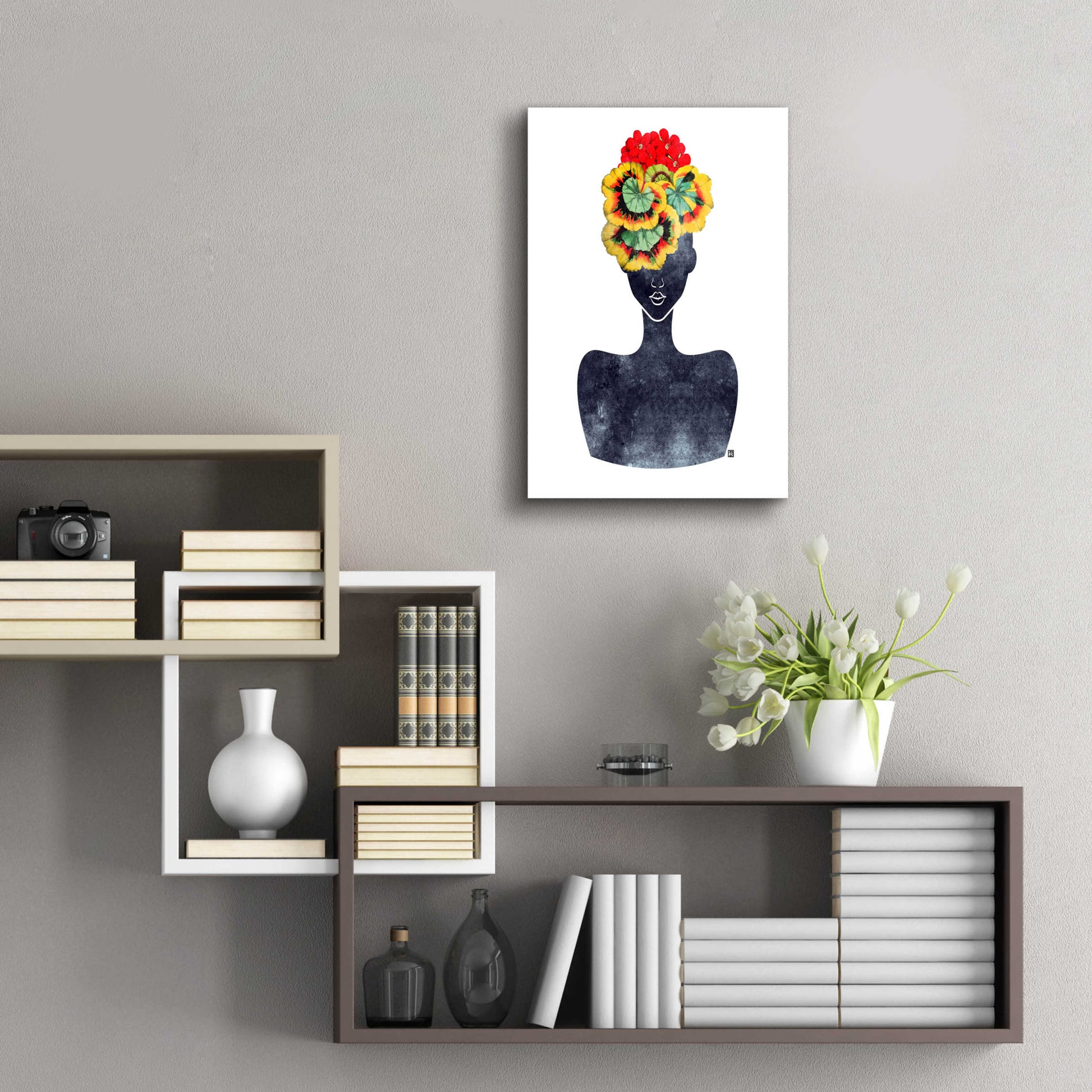 Epic Art 'Flower Crown Silhouette IV' by Tabitha Brown Acrylic Glass Wall Art,16x24